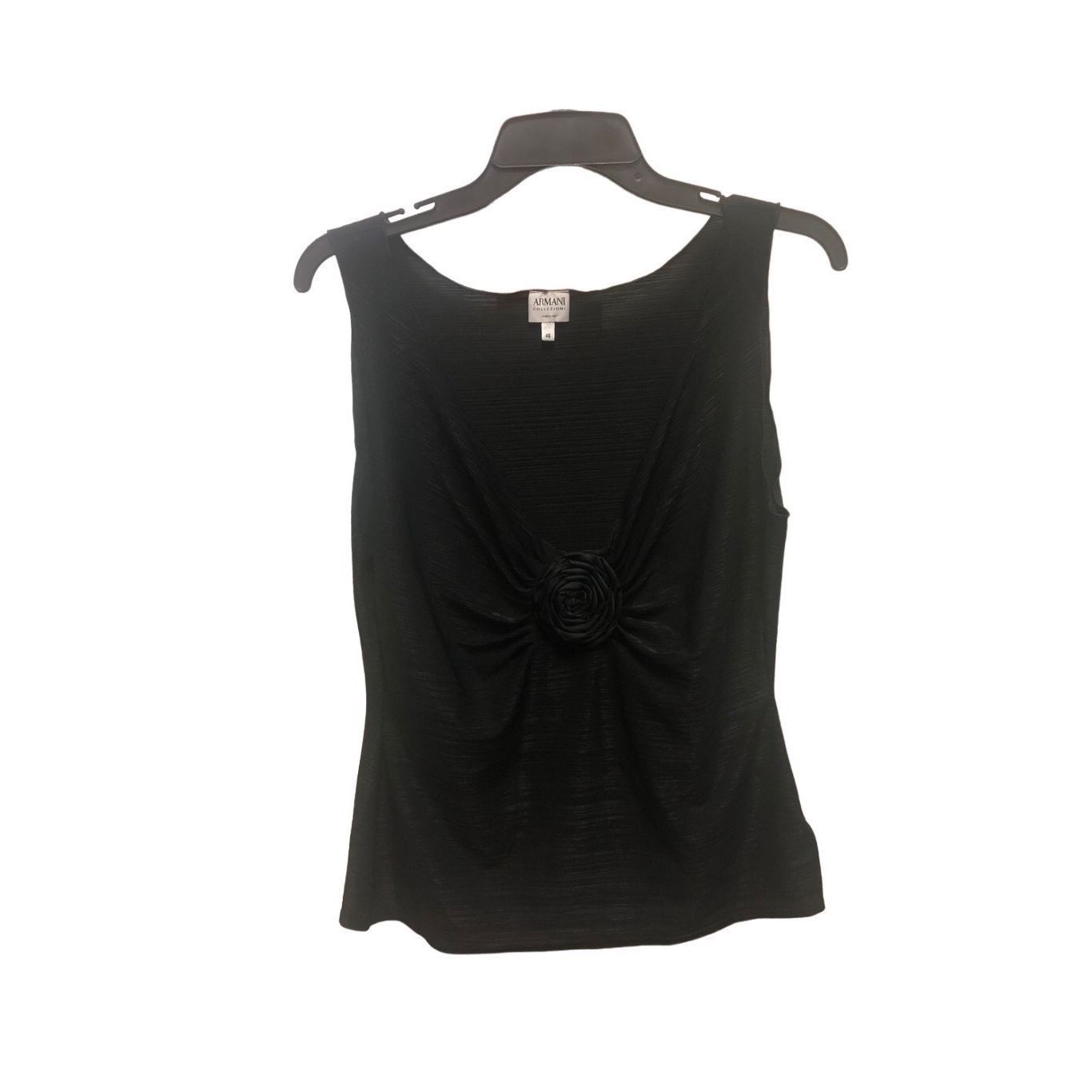 Armani Collezioni Armani Collezioni Women’s Formal Black Center Rose Tank Blouse Size 46 Size L / US 10 / IT 46 - 1 Thumbnail