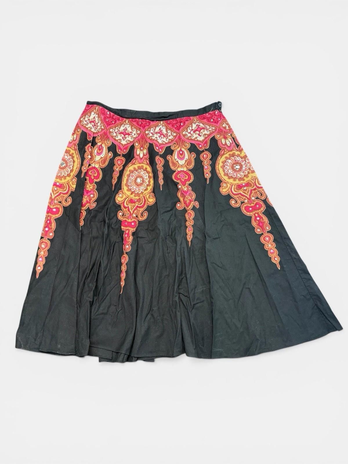 Palm Angels Angie Y2K Boho Midi Skirt M Black Pink Paisley Size 32" / US 10 / IT 46 - 2 Thumbnail