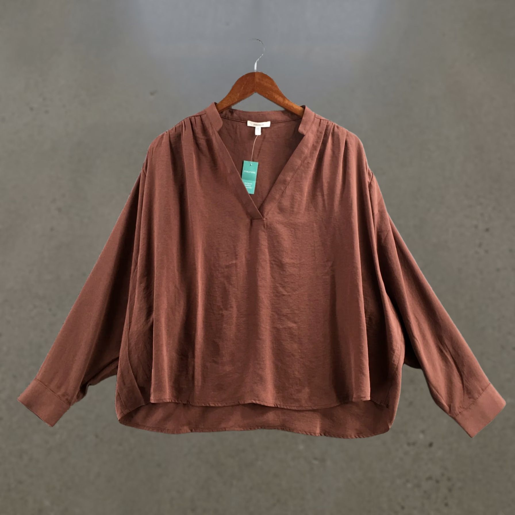 Vintage Maurices Blouse Top Womens L Brown Polyester Long Sleeve V-Neck Pullover NEW Size L / US 10 / IT 46 - 1 Thumbnail