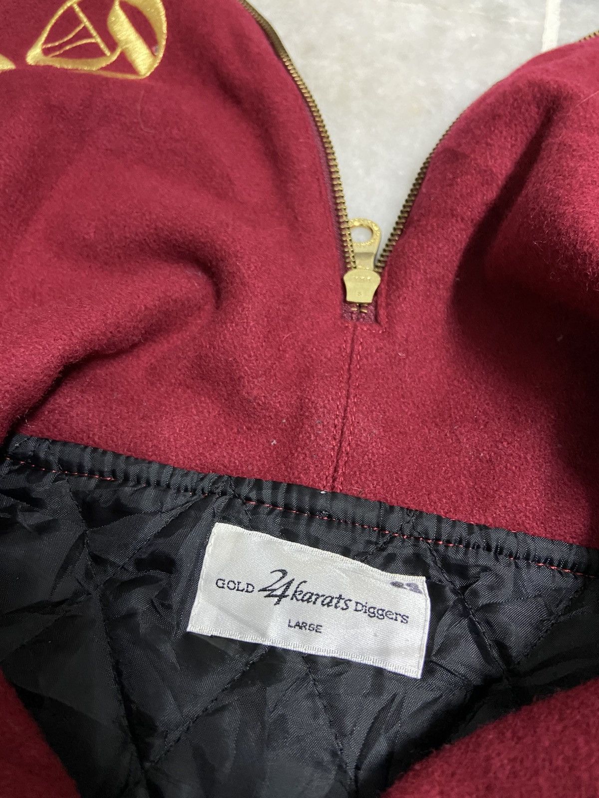 Japanese Brand × Vintage Gold 24 Karats Diggers Hoodie Varsity Jacket Size US M / EU 48-50 / 2 - 3 Thumbnail
