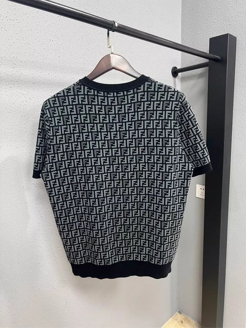 Fendi Fendi Black and Gray Wool Short Sleeve Size US L / EU 52-54 / 3 - 2 Thumbnail