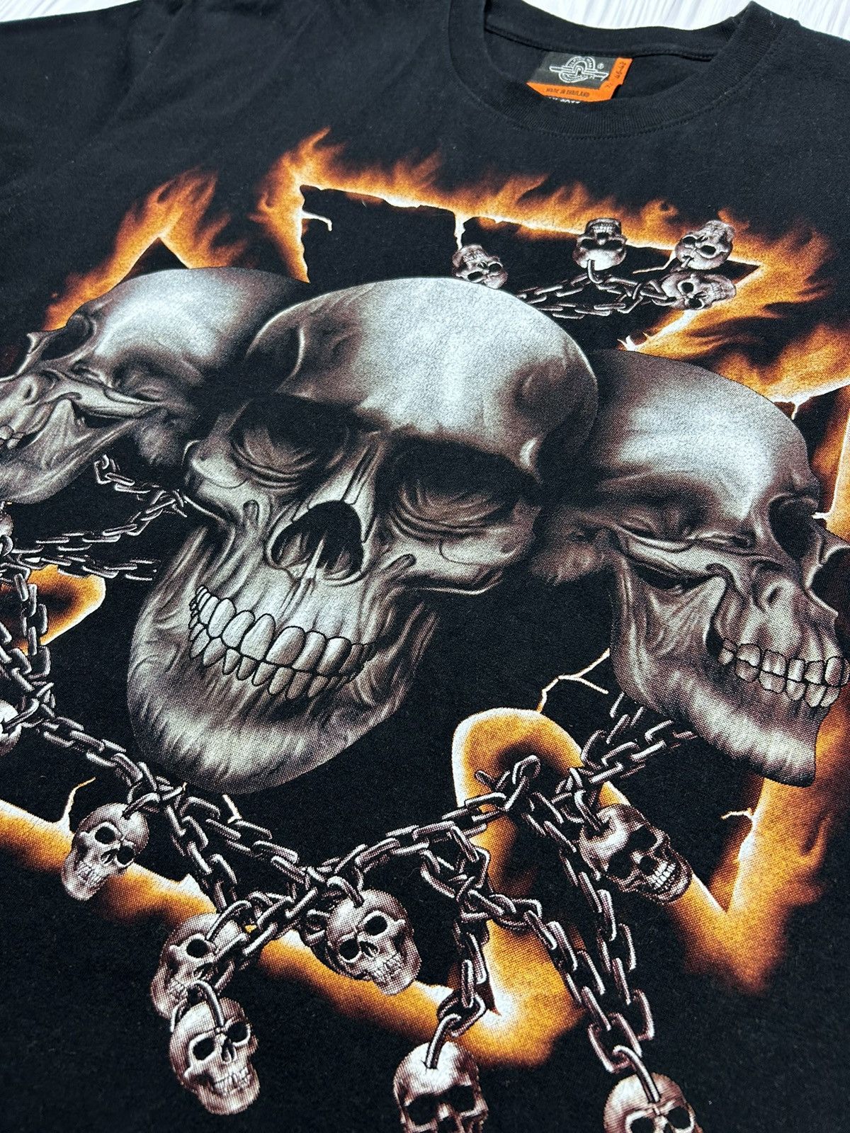 West Coast Choppers Vintage Skull like Choppers Fire Graphic T-Shirt Size US XL / EU 56 / 4 - 7 Thumbnail