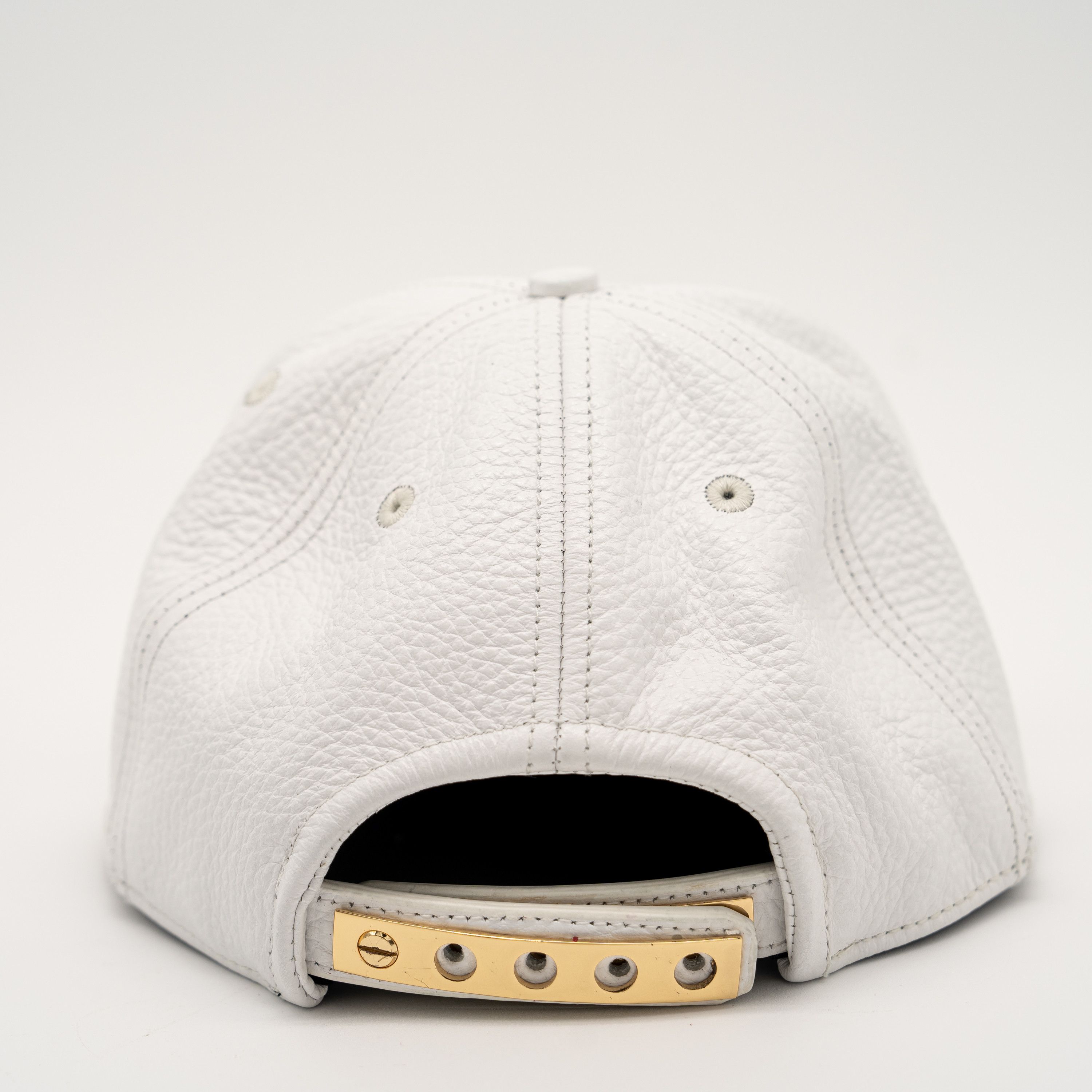 Buscemi Buscemi Screwback Cap Pebbled Cow Leather White Hat Gold Size ONE SIZE - 3 Thumbnail