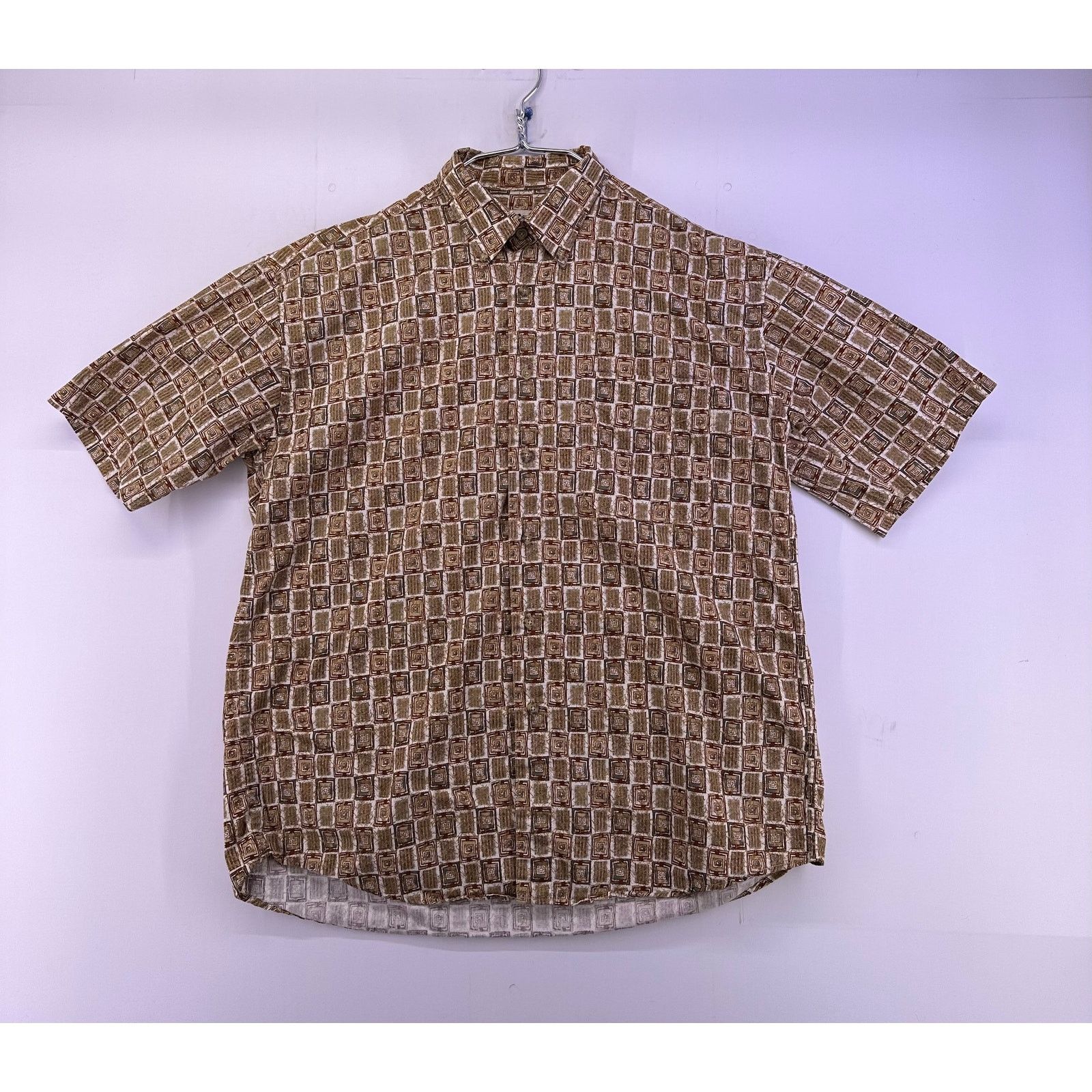 Natural Issue Natural Issue Brown Square pattern Button Down Shirt Size M Size US M / EU 48-50 / 2 - 1 Thumbnail