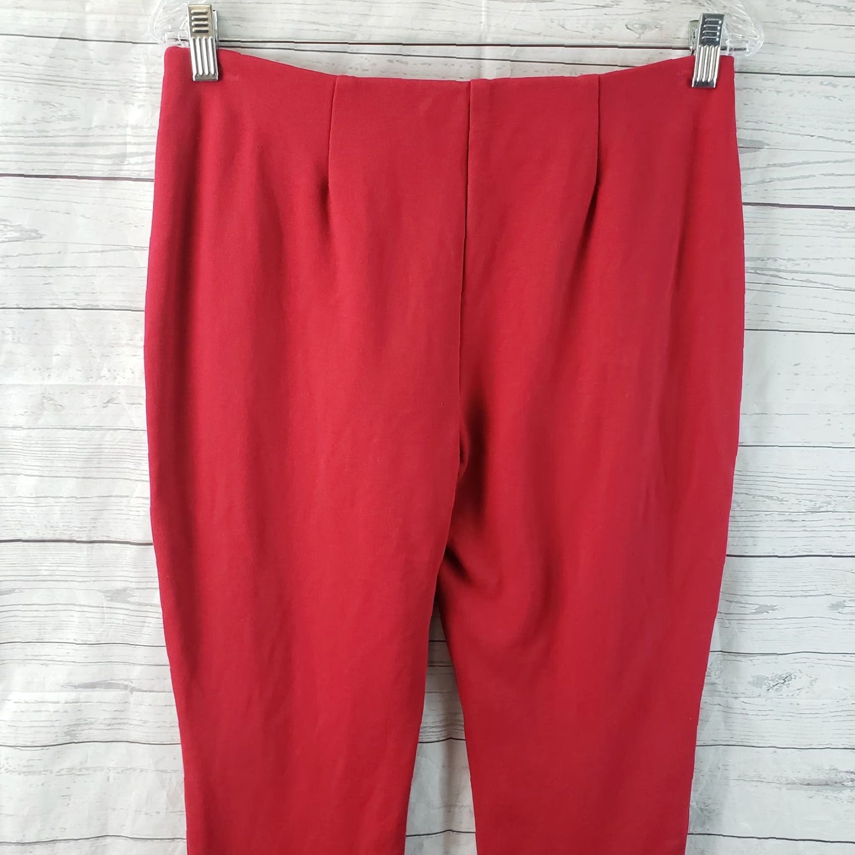 Vintage Chico's Womens Cropped Pants Sz 6 Red Mid Rise Rayon Blend Pull On Flat Front Cropped 26 Inseam Size 28" / US 6 / IT 42 - 4 Thumbnail