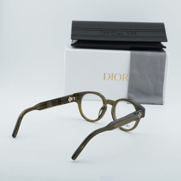 Dior Dior CD DIAMONDO R1I 5500 Eyeglasses Green 48mm Round Frame Size ONE SIZE - 10 Thumbnail