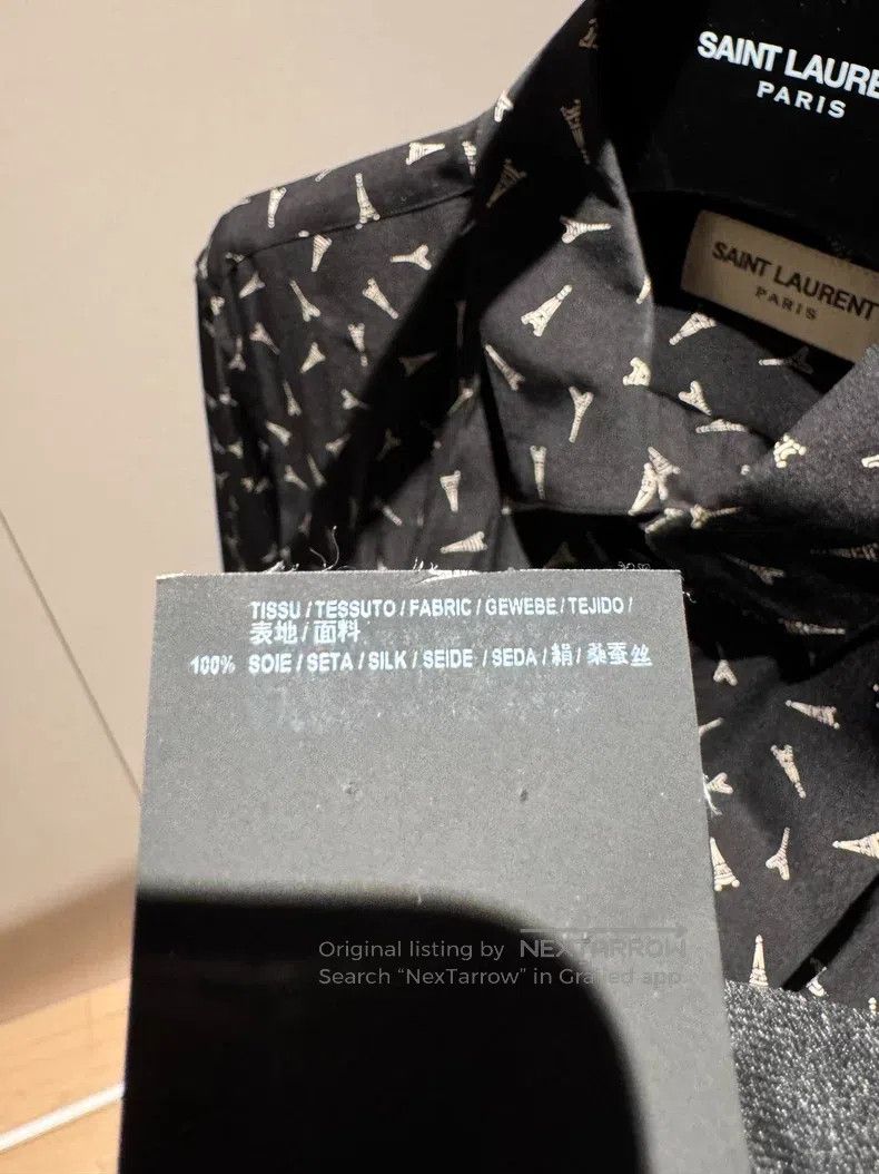 Saint Laurent Paris Saint Laurent Paris size 39 Silk Eiffel Tower Printed Shir Size US S / EU 44-46 / 1 - 7 Thumbnail