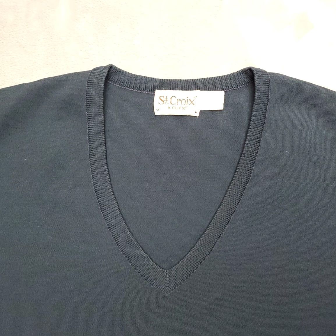 Vintage VINTAGE St Croix Knits Sweater Mens Large Navy Blue Long Sleeve 100% Wool Made in USA Size US L / EU 52-54 / 3 - 3 Thumbnail