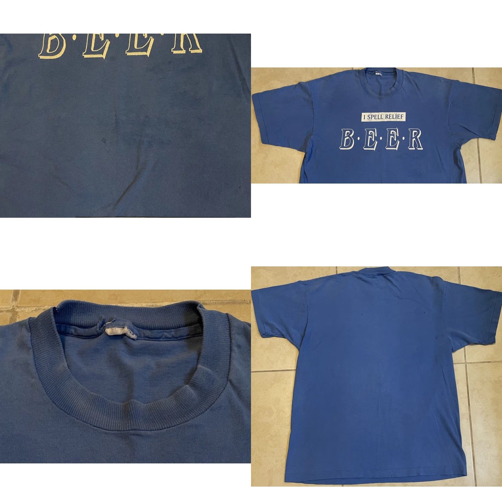 Vintage VINTAGE 90s Beer Is My Relief Faded Shirt XL USA Funny Joke Bar Drinking Grunge 80s Blue USA Shirt XL Funny Saying Graphic Tee Men Size US XL / EU 56 / 4 - 8 Thumbnail