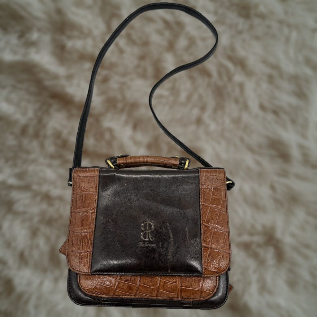 Bellerose VINTAGE Bellerose Leather Bag Purse Business Organizer Multi Pockets Mirror Brwn Square Bag Women Small Brown Retro Classic Size ONE SIZE - 1 Thumbnail