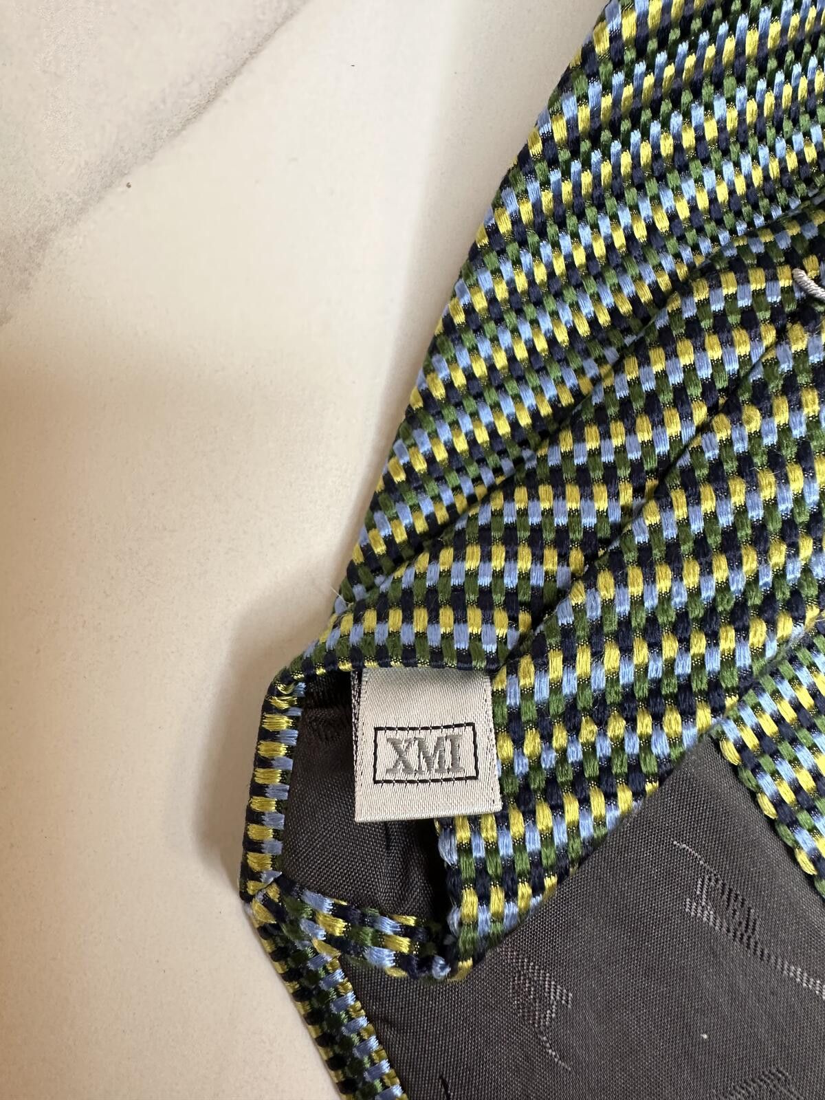 XMI Platinum XMI Platinum 100% English silk tie blue green gold geometric Size ONE SIZE - 3 Thumbnail