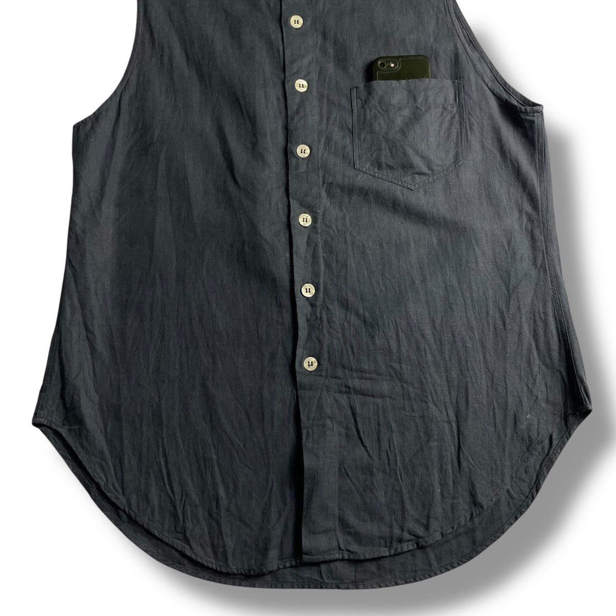 Emporio Armani EMPORIO ARMANI BUTTON UP LINEN SLEEVELESS SHIRT Size US L / EU 52-54 / 3 - 6 Thumbnail