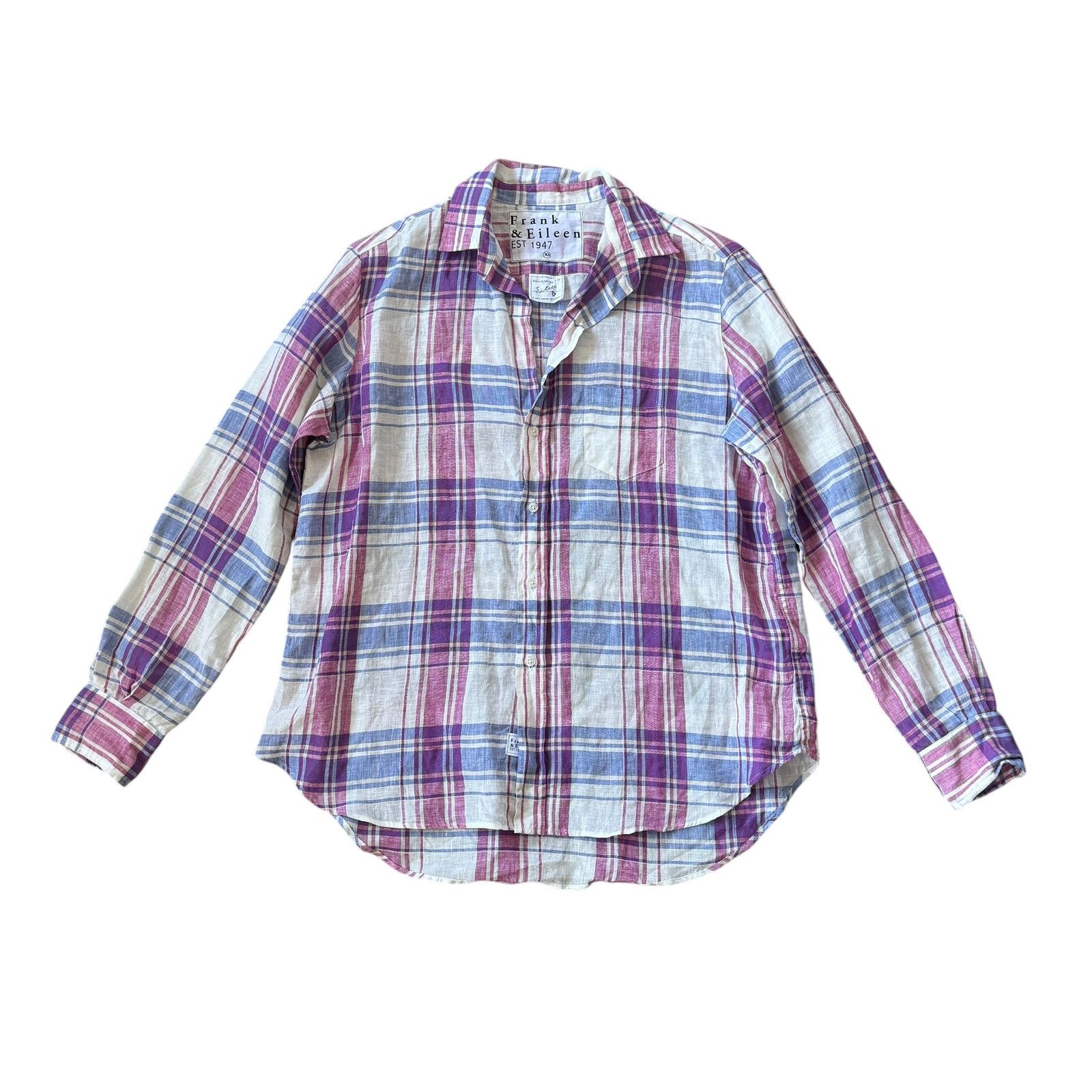 Frank & Eileen Frank & Eileen Barry Woven Button Up Shirt Pink Blue Plaid Size XS / US 0-2 / IT 36-38 - 3 Thumbnail