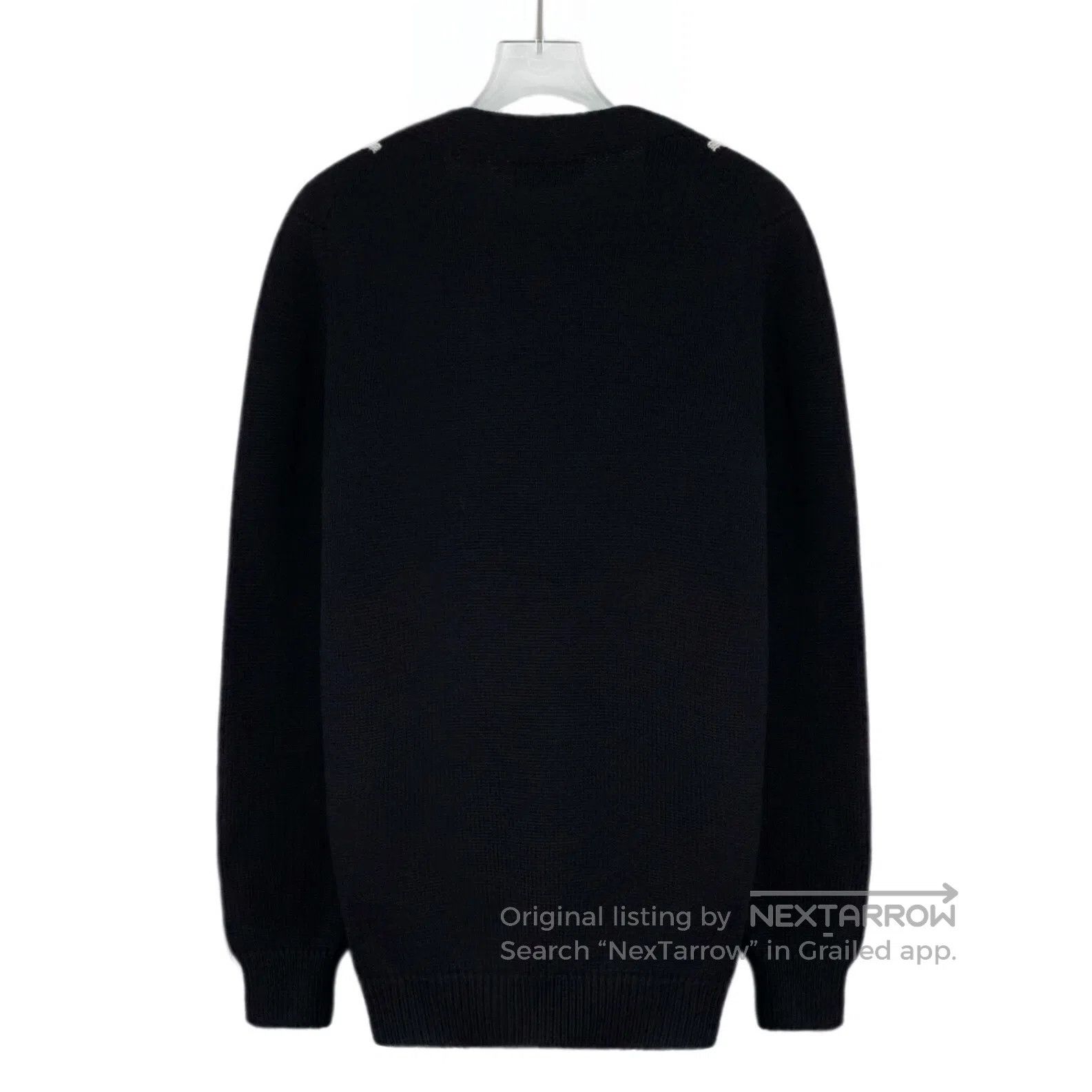 Prada Prada Black Pattern Embroidered Cashmere V-neck Long Sleev Size US XS / EU 42 / 0 - 2 Thumbnail