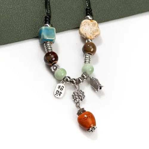 Vintage Vintage Ceramic Beads Handmade Necklace Size ONE SIZE - 3 Thumbnail