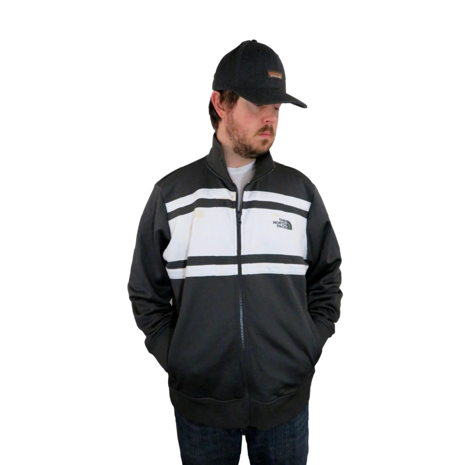 The North Face The North Face Track Jacket Mens XL Full Zip Gray Windbreaker Striped Logo 90s College USA Sports Shirt Size US XL / EU 56 / 4 - 2 Thumbnail