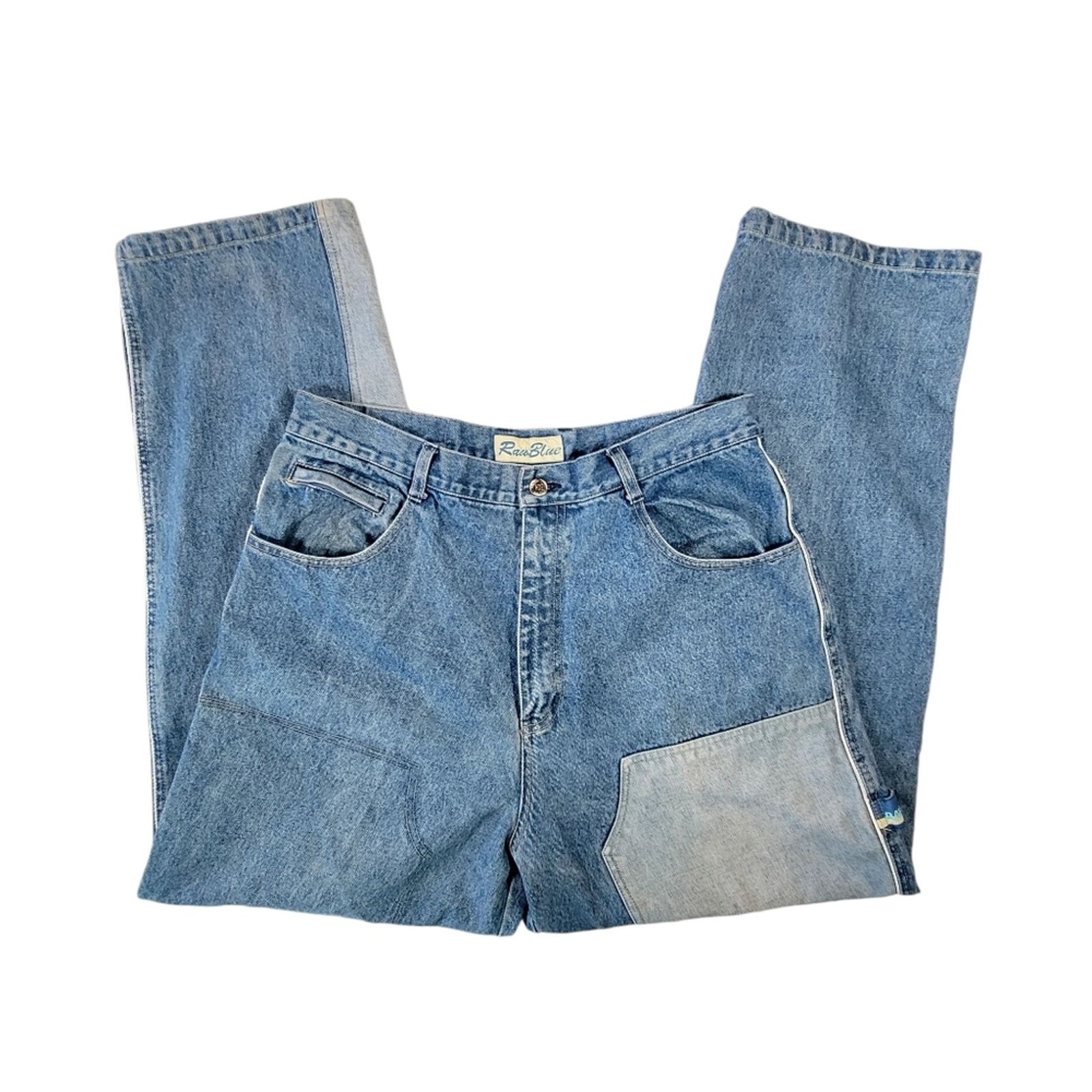Vintage Vintage Raw Blue Patchwork Baggy Hip Hop Y2K jeans sz 38x32 Size US 38 / EU 54 - 2 Thumbnail