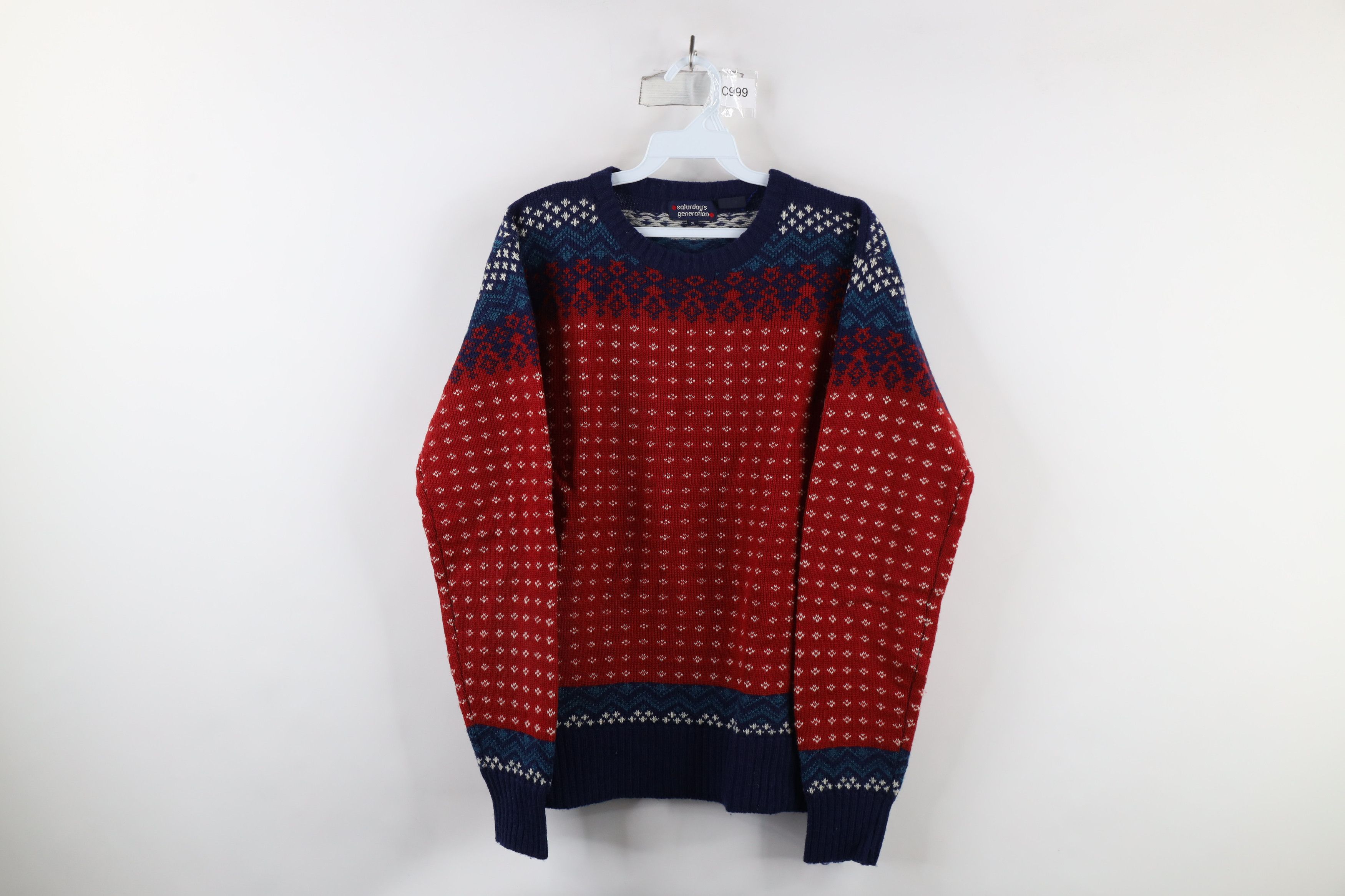 Vintage Vintage 70s Streetwear Fair Isle Crewneck Sweater Acrylic Size XL / US 12-14 / IT 48-50 - 1 Thumbnail
