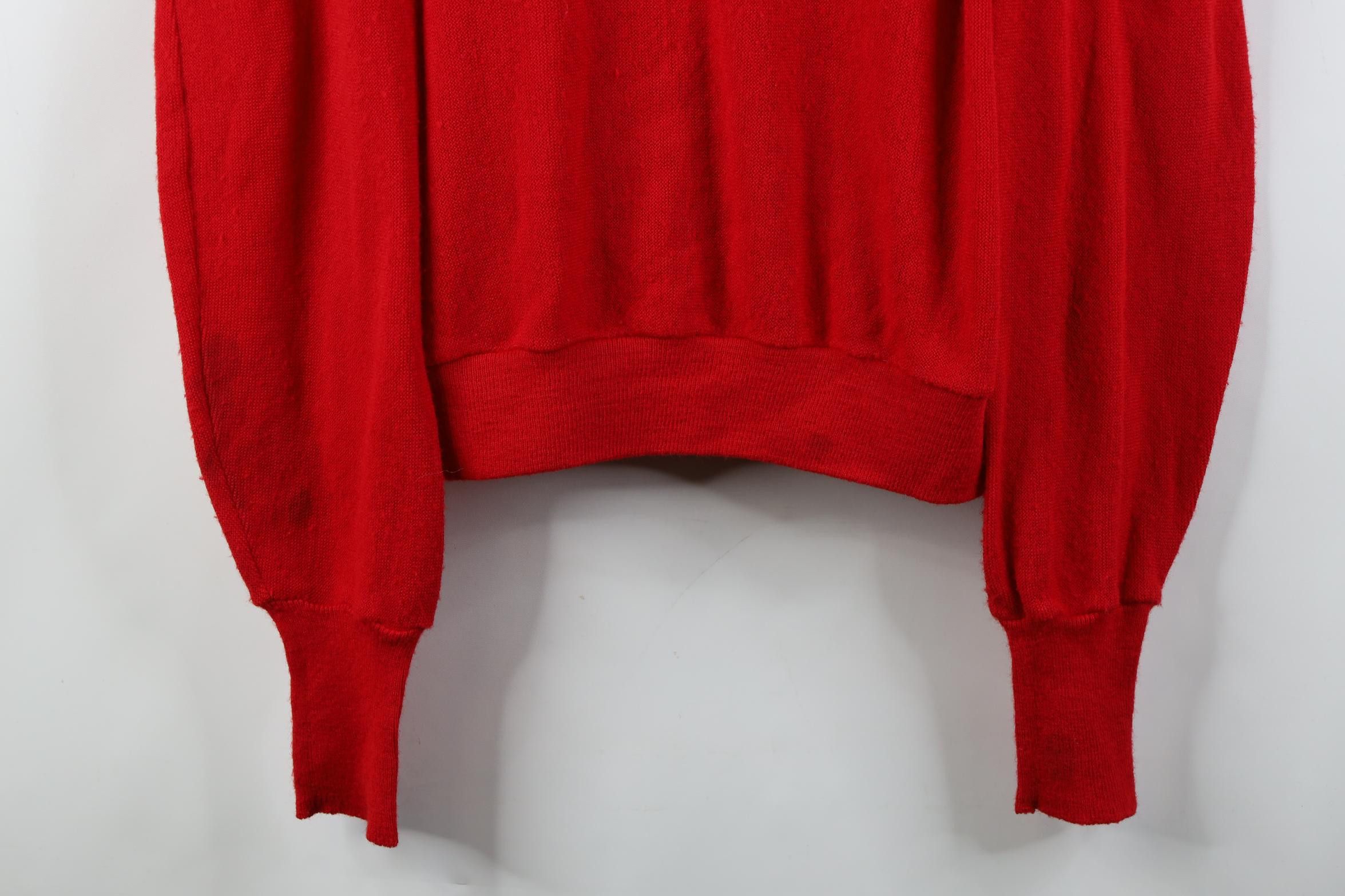 Lacoste Vintage 80s Izod Lacoste Boxy Fit Knit V-Neck Sweater Red Size US XL / EU 56 / 4 - 3 Thumbnail