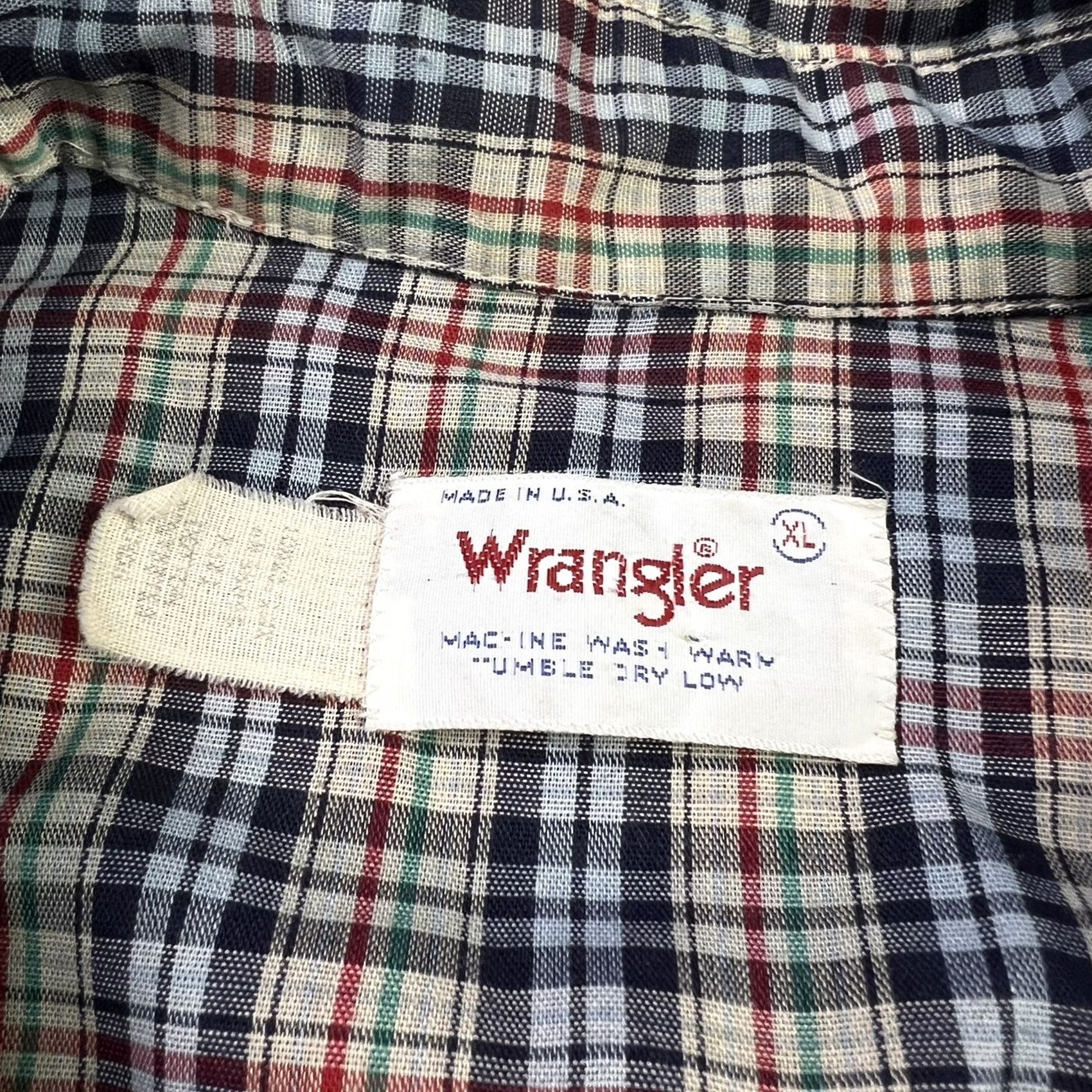 Wrangler VINTAGE Wrangler Button-Up Plaid Short Sleeve Pearl Snap XL Mens Shirt Size US 36 / EU 52 - 2 Thumbnail