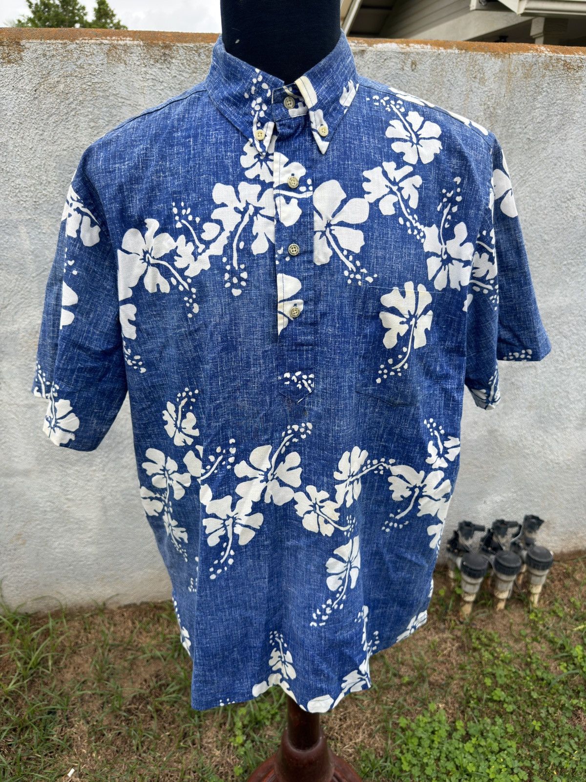 Reyn Spooner PreOwned Reyn Spooner Hawaiian Print Blue/White Men's L Size US L / EU 52-54 / 3 - 1 Thumbnail