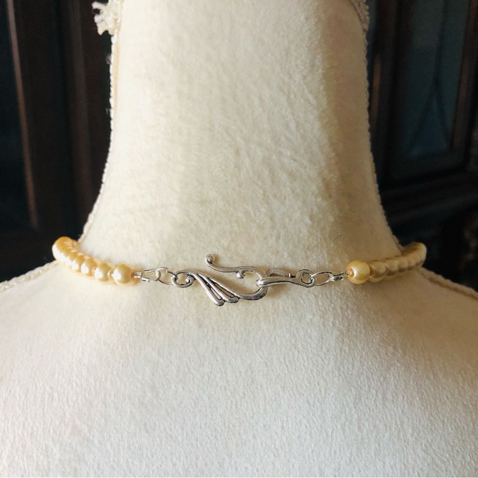 Handmade Handcrafted repurpose faceted heart crystal Pearl necklace Size ONE SIZE - 7 Thumbnail