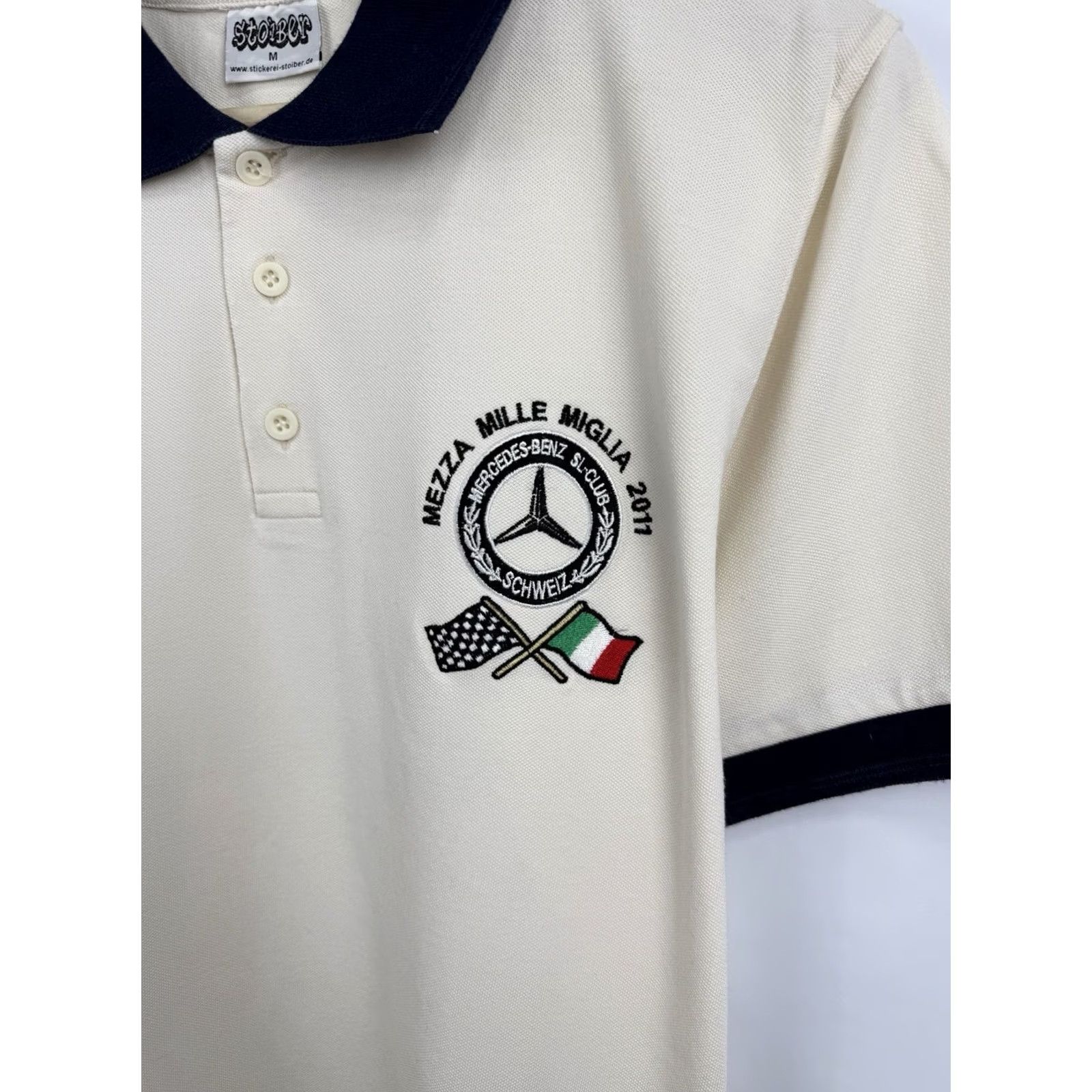 Mercedes-Benz 🇮🇹 Vintage 2011 Mercedes Benz Club Schweiz Mezza Mille Miglia Polo Shirt M Beige Size US M / EU 48-50 / 2 - 4 Thumbnail