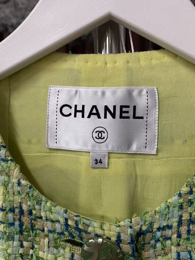 Chanel Chanel Short green tweed three-quarter sleeve coat Size XXS / US 00 / IT 34 - 6 Thumbnail