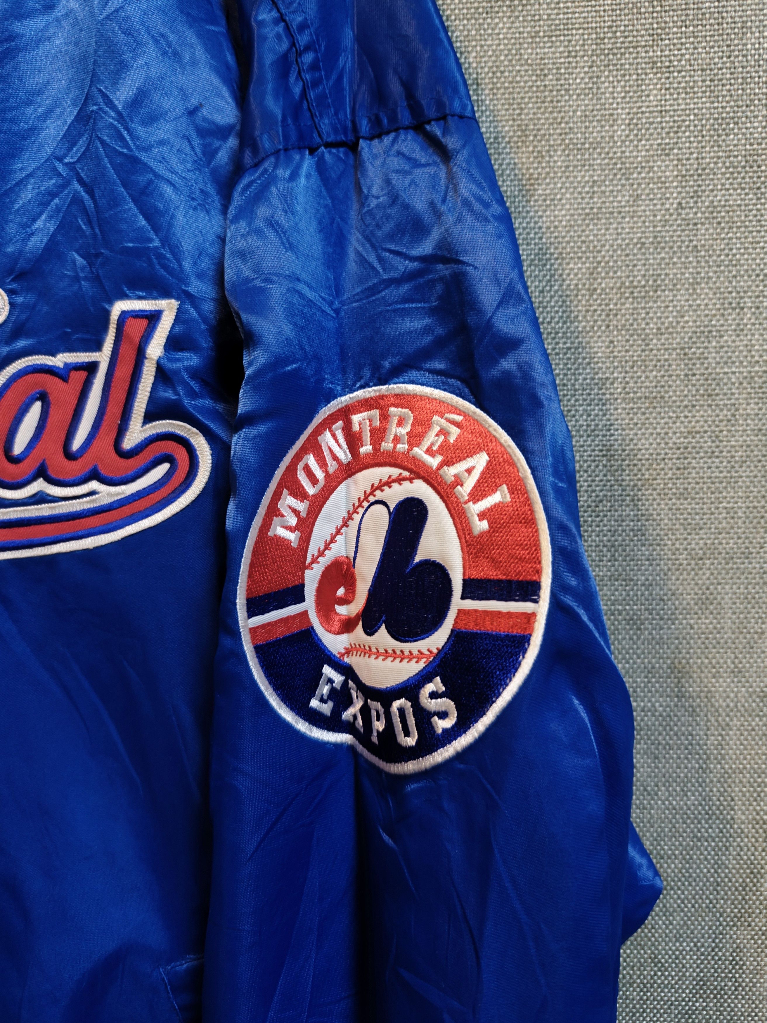 MLB Vtg Rare MLB Montreal Expos Blue Starter Satin Bomber Jacket Size US XXL / EU 58 / 5 - 5 Thumbnail