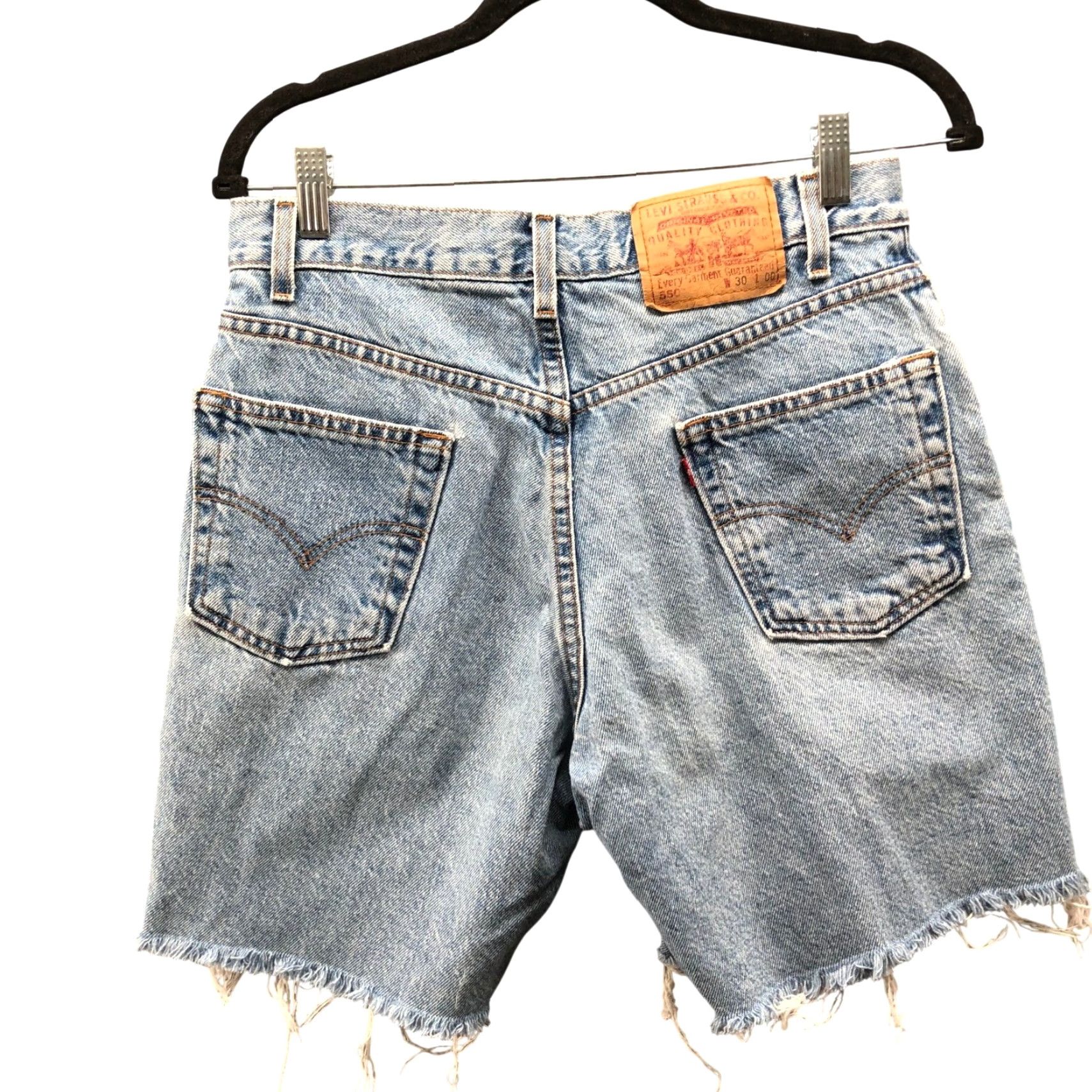 Levi's VTG Levis 550 Denim Shorts Mens 30 Light Wash Blue Frayed Dad Relaxed Fit Cotton Size US 30 / EU 46 - 2 Thumbnail