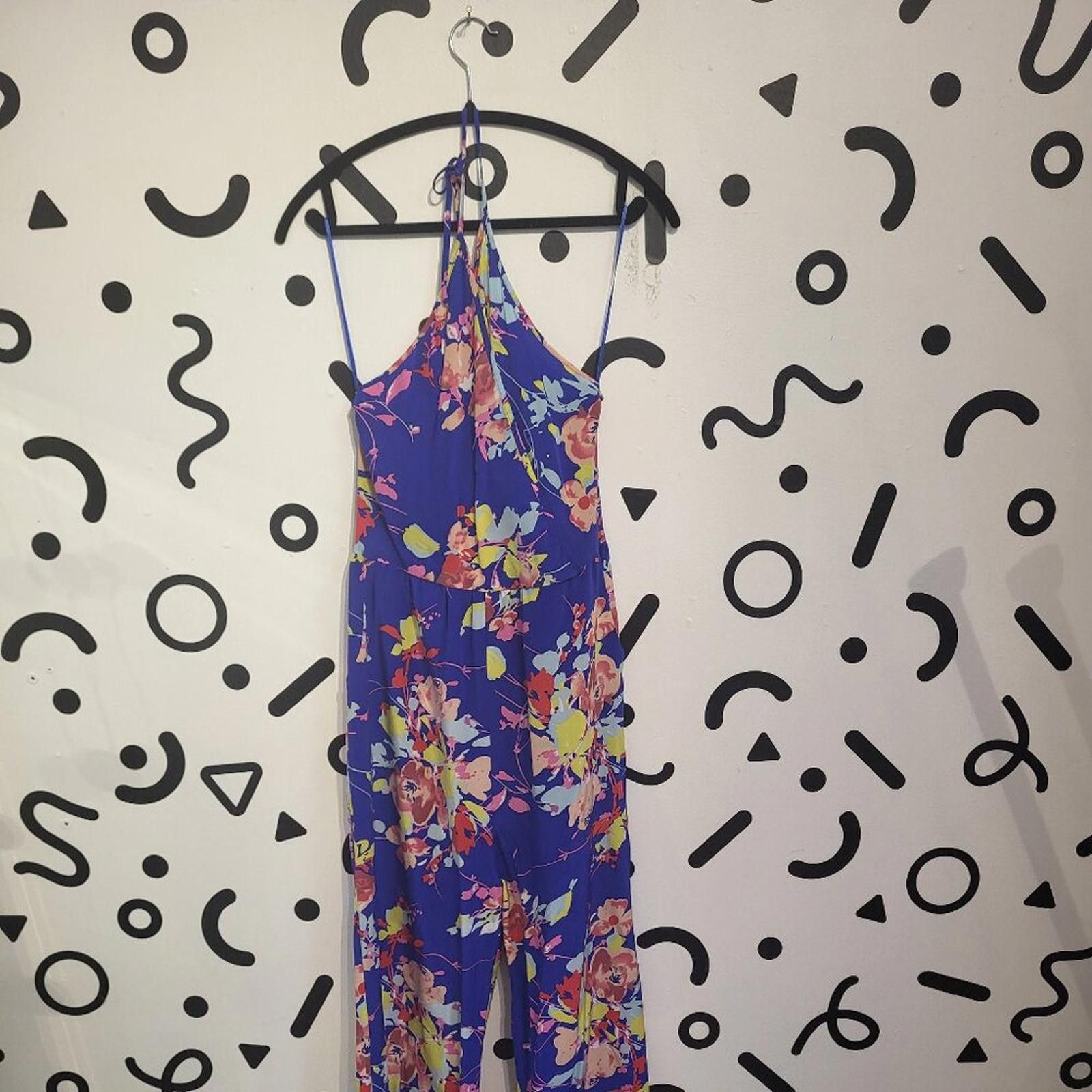 Designer NWT Yumi Kim Floral Halter Wide Leg Jumpsuit in Royal Blue Size 32" / US 10 / IT 46 - 3 Thumbnail