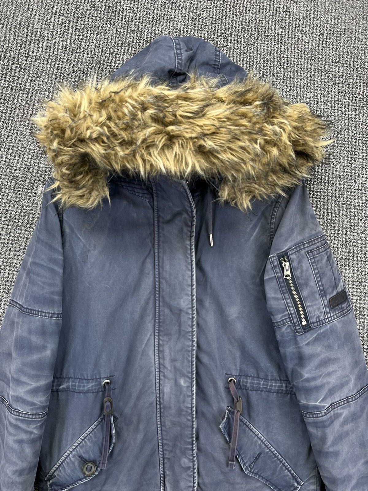Superdry Vintage Superdry Fur Hoodie Trashed Punk Jacket Size S / US 4 / IT 40 - 3 Thumbnail
