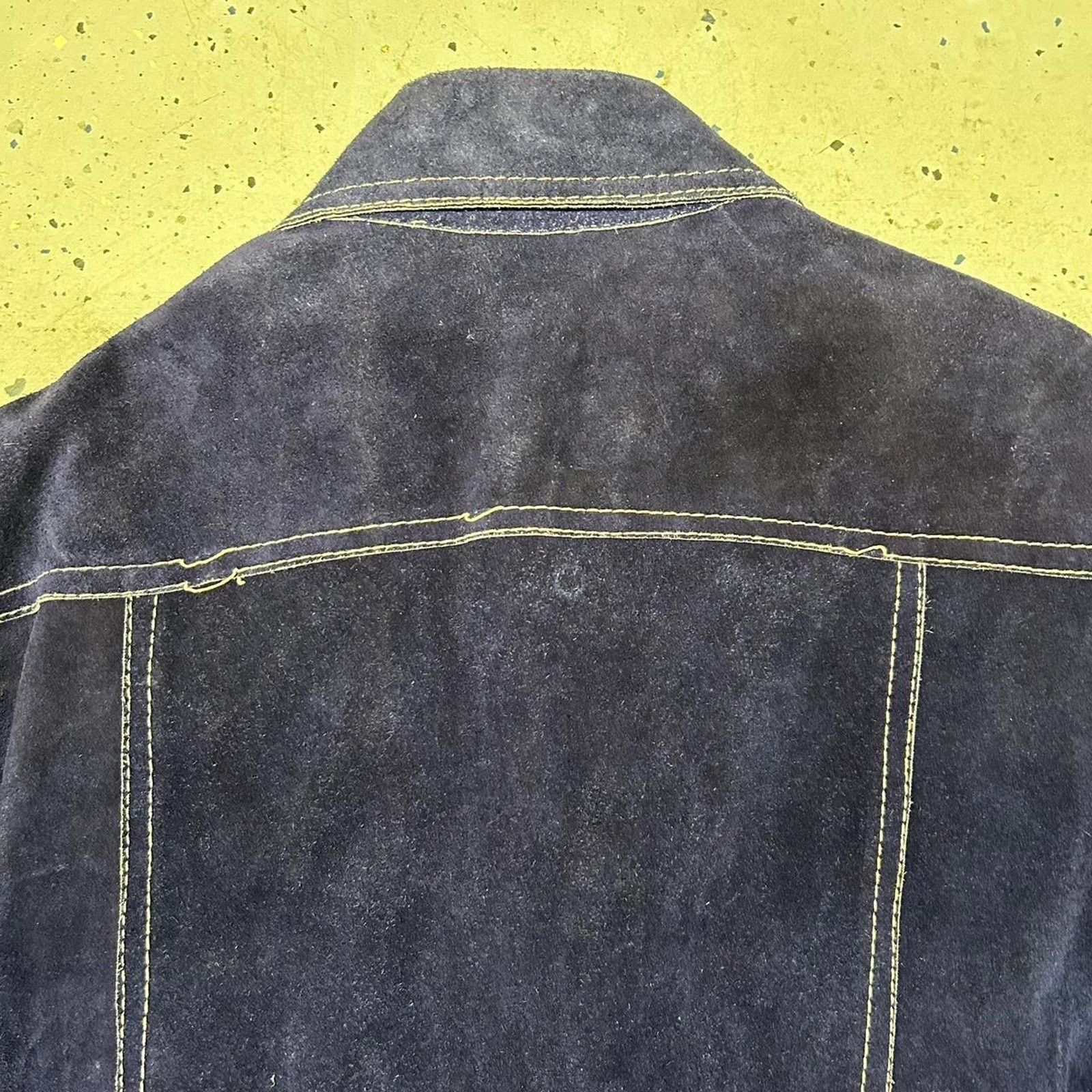 Other VTG 60s/70s Navy blue suede leather western pearl snap shirt Size US L / EU 52-54 / 3 - 8 Thumbnail
