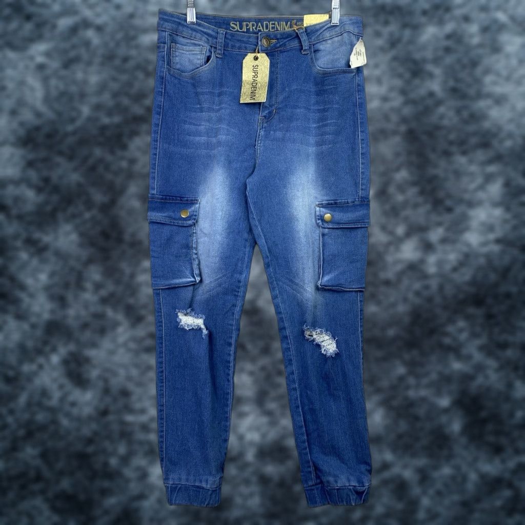 Supra SUPRA Denim 15 High Rise Jeans Distressed Dark Wash 5-Pocket Cotton Blend Jeans Womens Juniors Size 15 Blue Stretch NWT Size 36" / US 14 / IT 50 - 1 Thumbnail