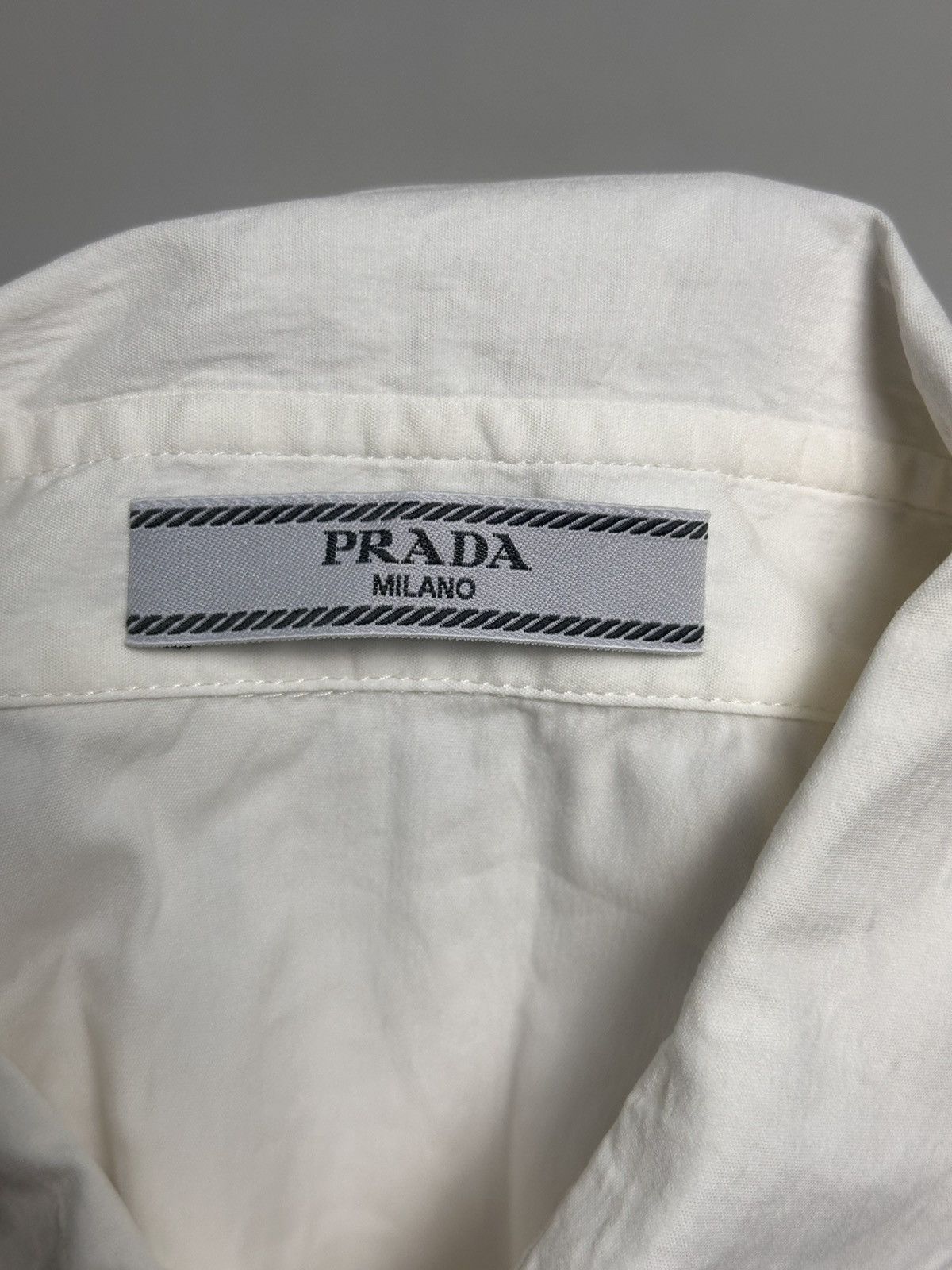 Prada Prada Milano Distressed White Button-Up Shirt Size US XS / EU 42 / 0 - 10 Thumbnail
