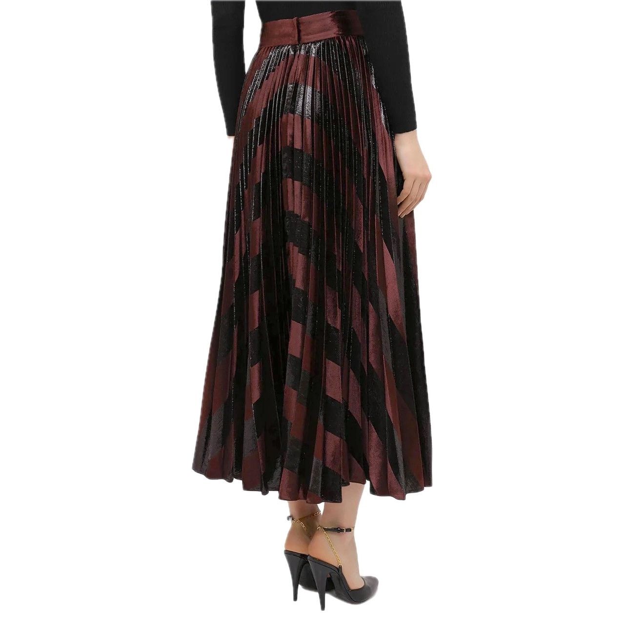 Dolce & Gabbana Dolce & Gabbana Brown Metallic Velvet Pleated Long Skirt 36 Size 25" / US 0 / IT 36 - 3 Thumbnail