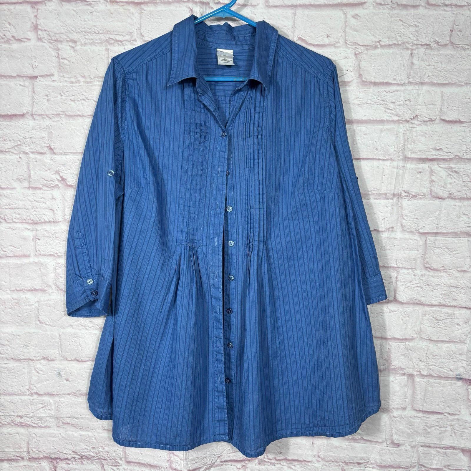 Other Just My Size 2X Blue Striped Blouse Size XXL / US 16-18 / IT 52-54 - 1 Thumbnail