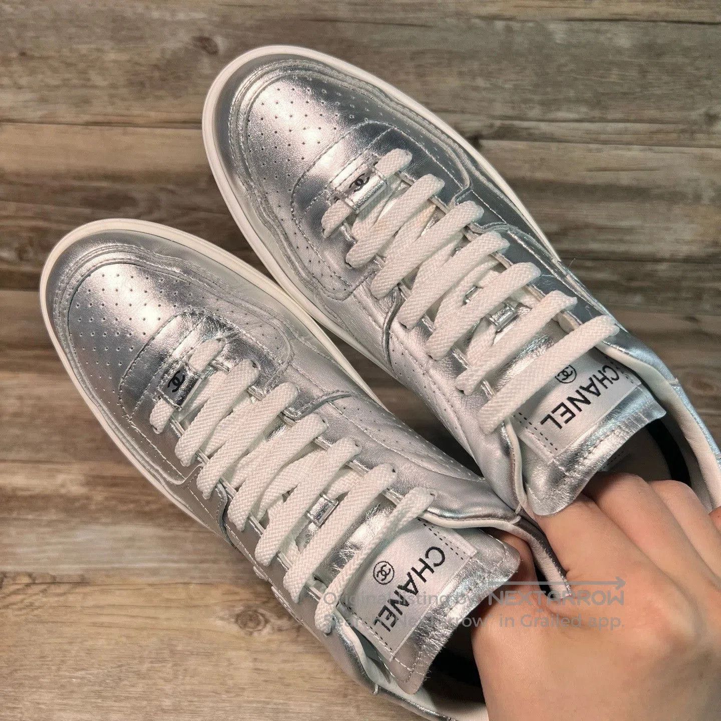 Chanel Chanel 24C Silver Double C Men's Sneakers. Size US 8 / EU 41 - 5 Thumbnail