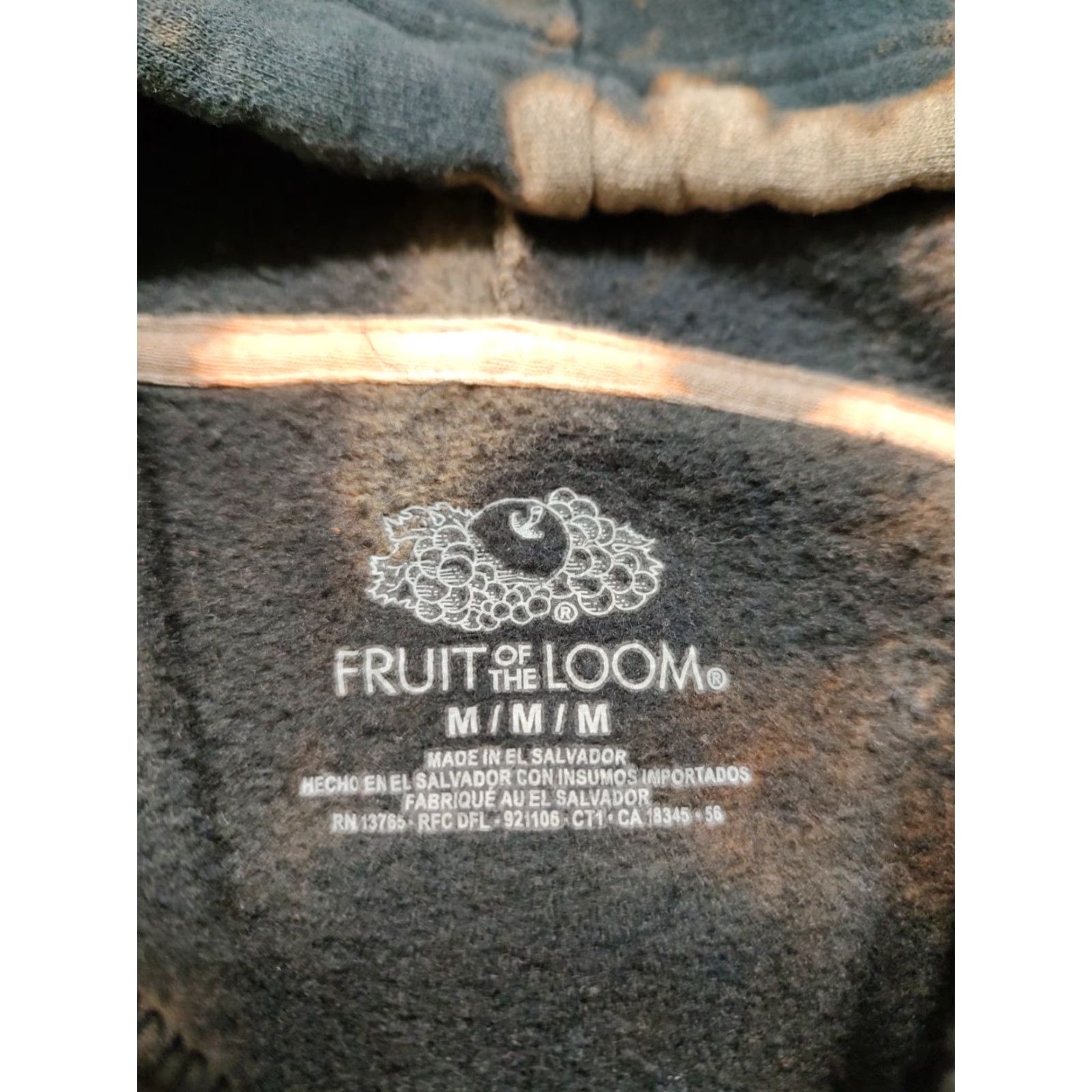 Fruit Of The Loom Tie Dye Swirl Acid Wash Tag Medium Black Hoodie Sweatshirt 1 Of 1 Size US M / EU 48-50 / 2 - 4 Thumbnail