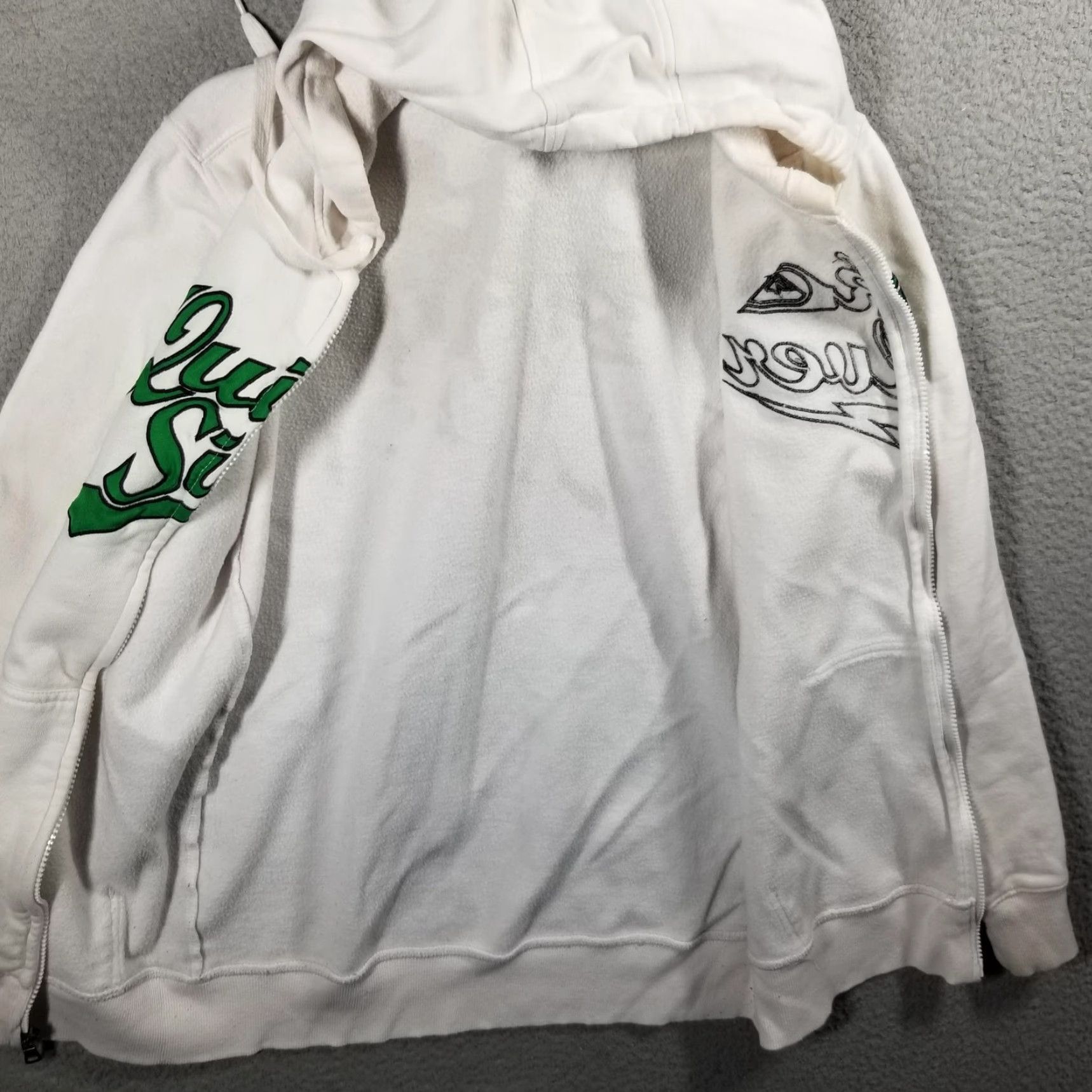 Quiksilver Quiksilver Hoodie Mens Small White Full Zip Green Spell Out Skate Surfer Jacket Size US S / EU 44-46 / 1 - 2 Thumbnail