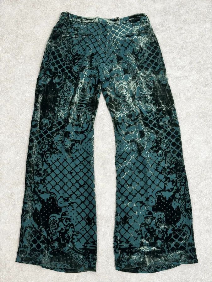 Balmain 2015 Balmain H&M Velvet Floral Green & Black Pants Size US 30 / EU 46 - 5 Thumbnail