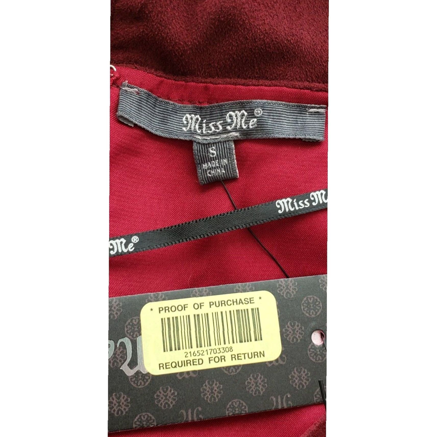 Miss Me Miss Me Womens Shift Dress Size S Short Sleeve Red Wine Embroidery Front NWT Size 28" / US 6 / IT 42 - 5 Thumbnail