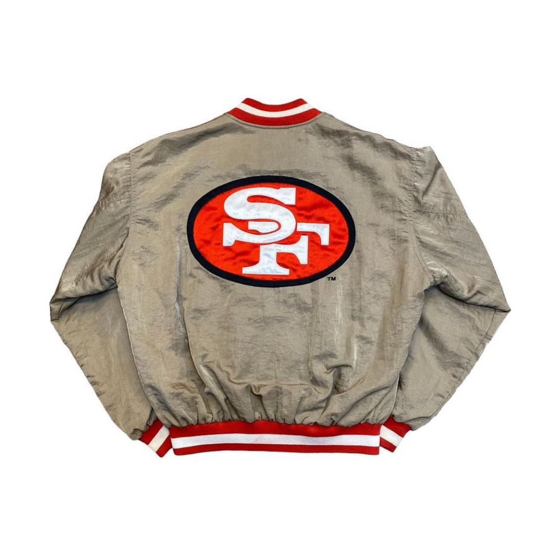 NFL Vintage 90's NFL Official SF 49ER Satin Bomber Jacket | Grailed