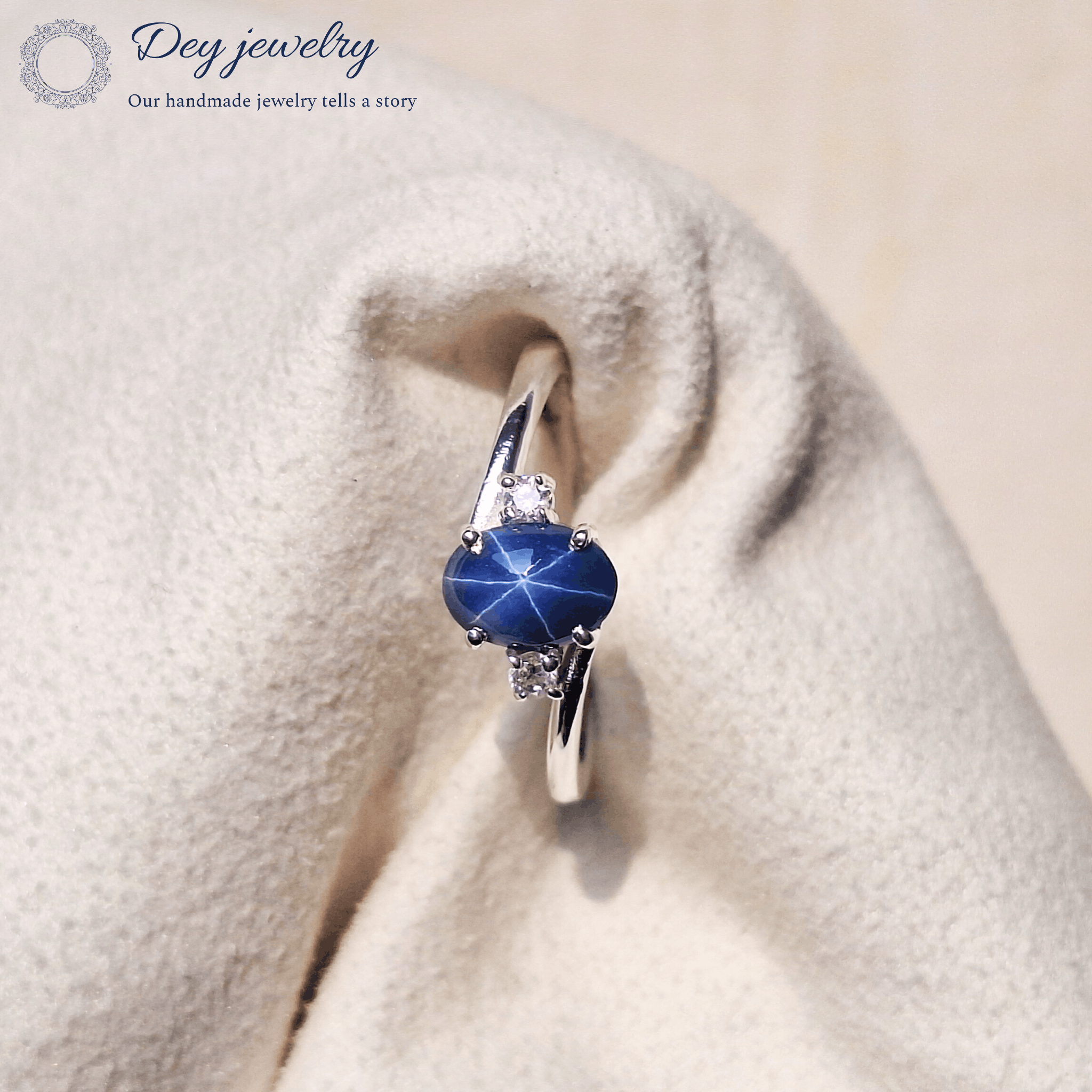 Other Blue Star Sapphire Gemstone Silver Engagement Ring for Gift Size ONE SIZE - 1 Thumbnail