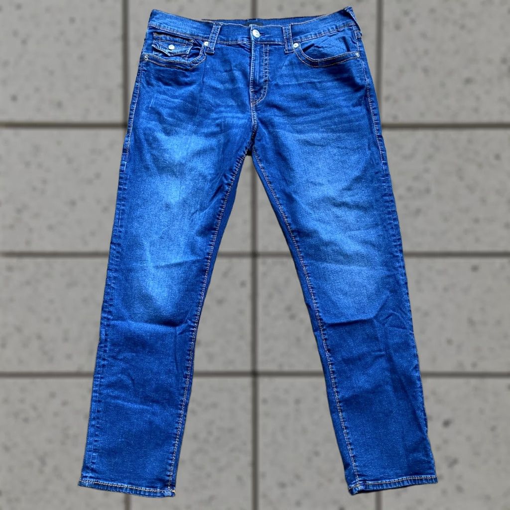True Religion True Religion Jeans Mens Size 38x32 Slim Straight Blue Denim Regular Inseam 32 Pockets World Tour Size US 38 / EU 54 - 1 Thumbnail