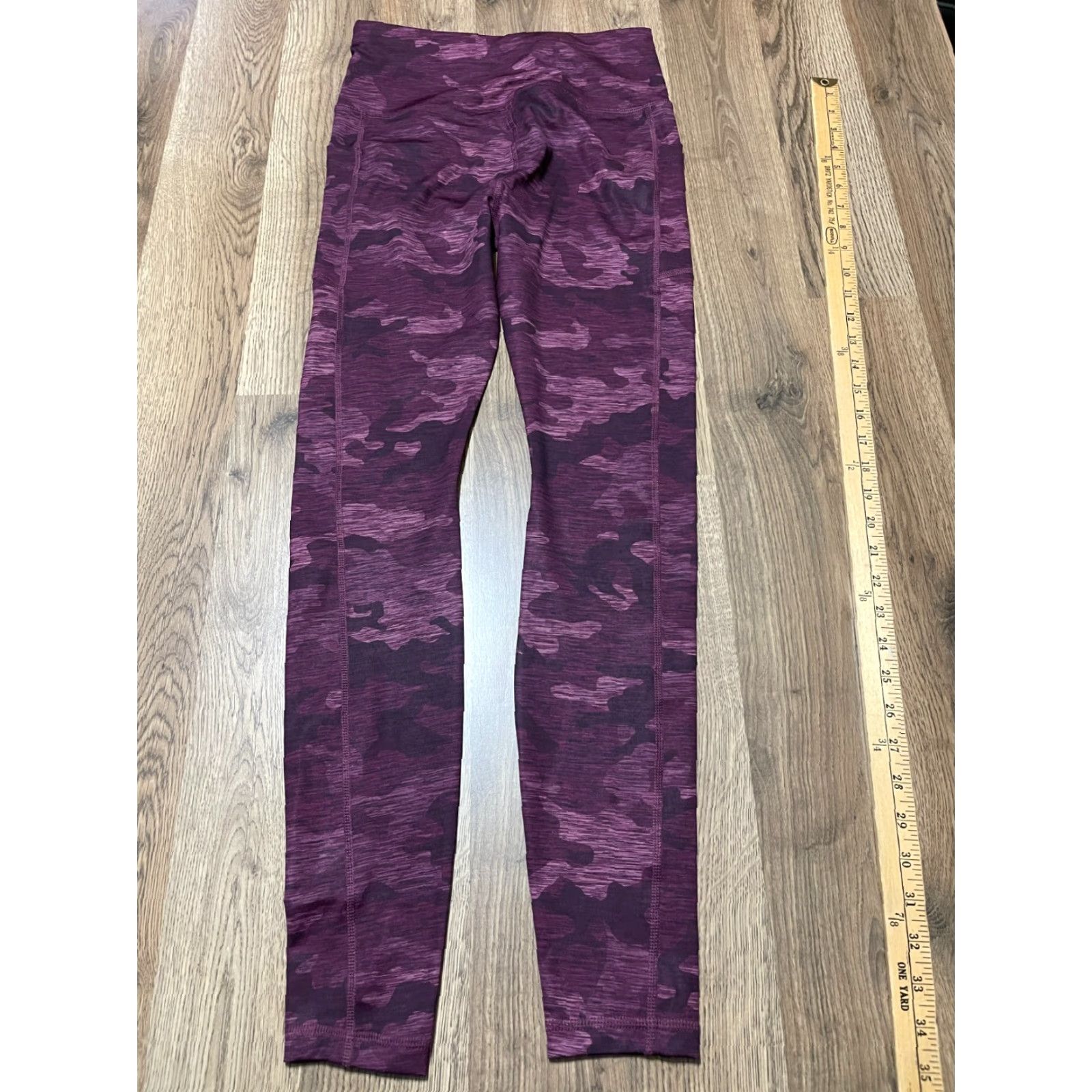 Avia Avia Leggings, Women's XS, Pull On, Camouflage, Purple, Size XS, Casual, Ankle, Inseam 28 in, Colorful, Fall, Spring, Summer, Regular, Women, Pants Size 26" / US 2 / IT 38 - 2 Thumbnail