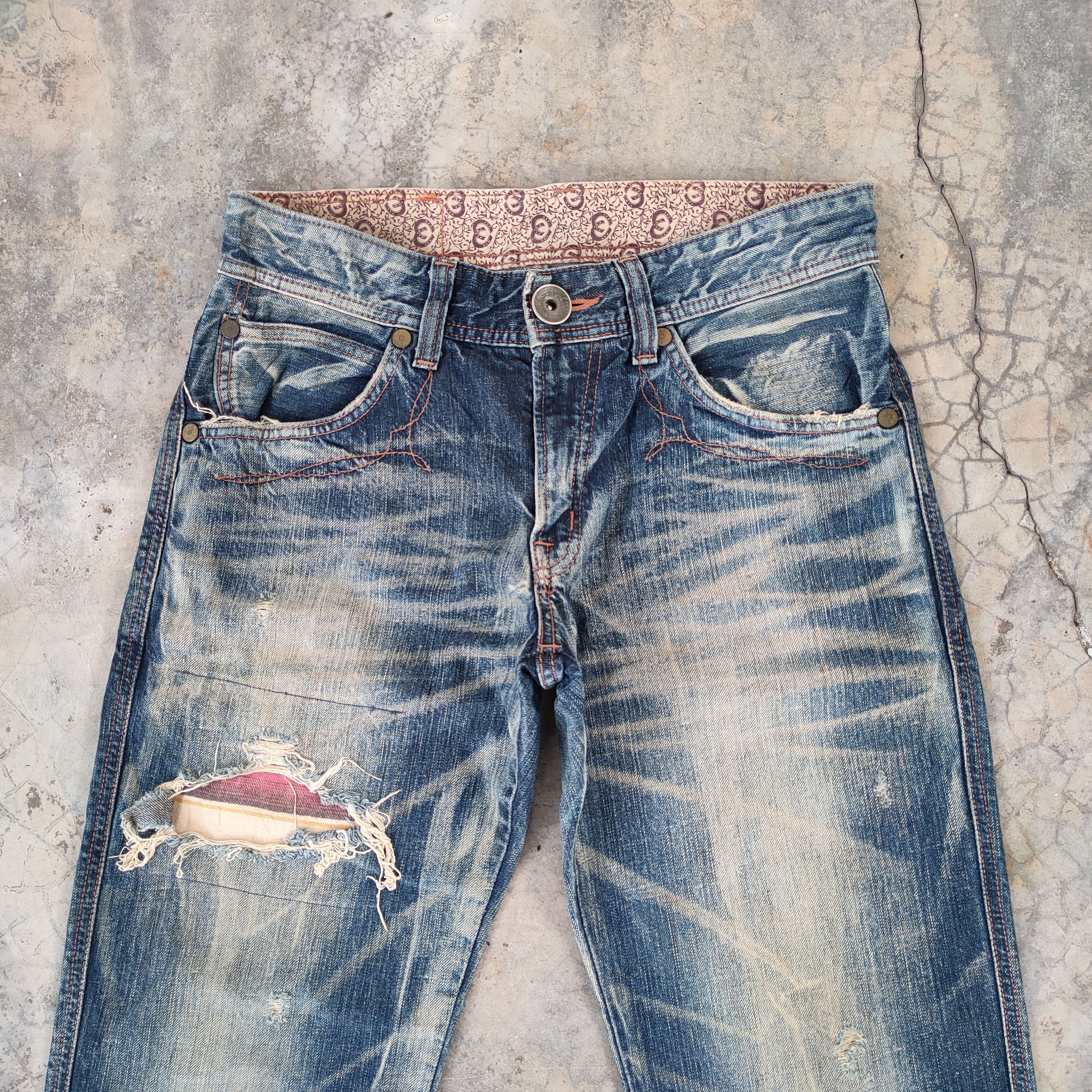 Edition Japan Vintage Edwin Patch wing faded ripped jeans denim pants Size US 32 / EU 48 - 3 Thumbnail
