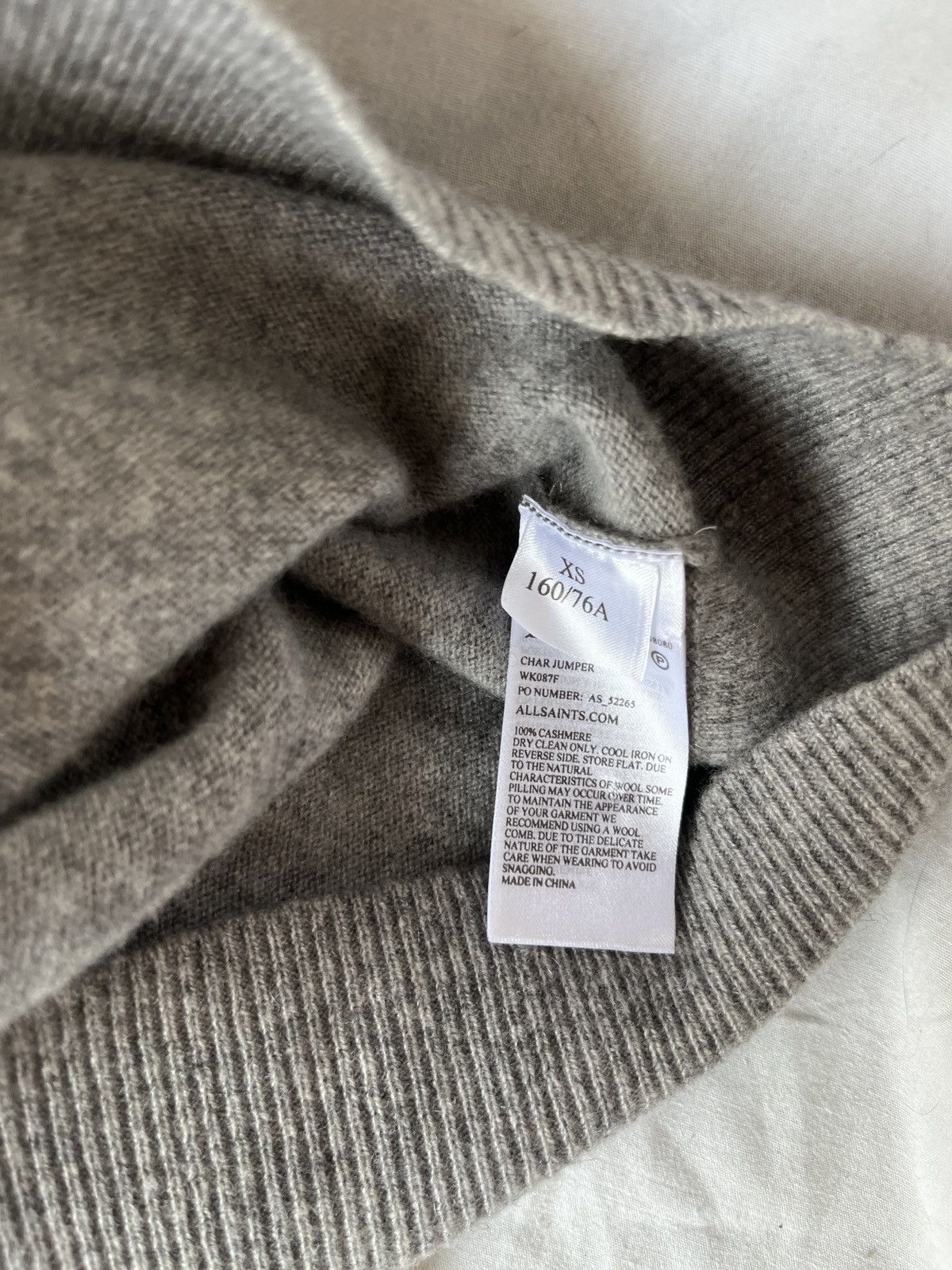 Allsaints ALLSAINTS GREY CASHMERE SWEATER SZ XS Size XS / US 0-2 / IT 36-38 - 4 Thumbnail