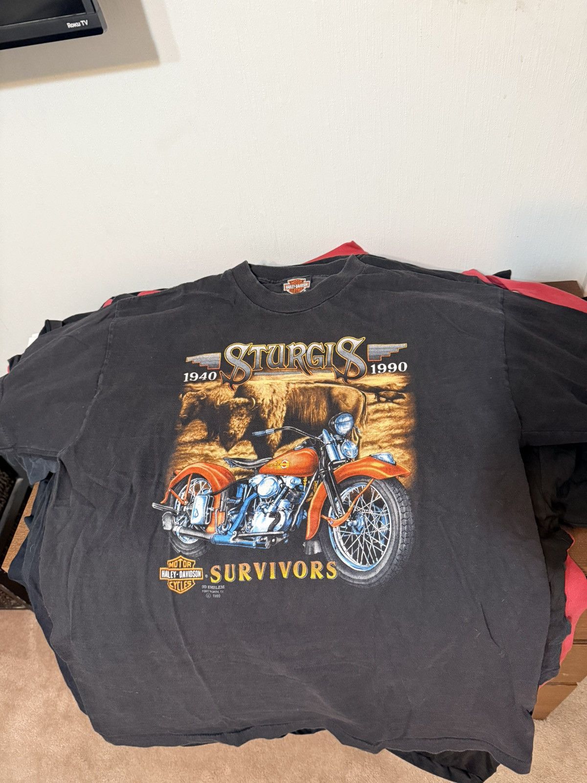 Harley Davidson Vintage Harley Davidson Sturgis Survivors 50th yr 3D Emblem Size US XL / EU 56 / 4 - 3 Thumbnail