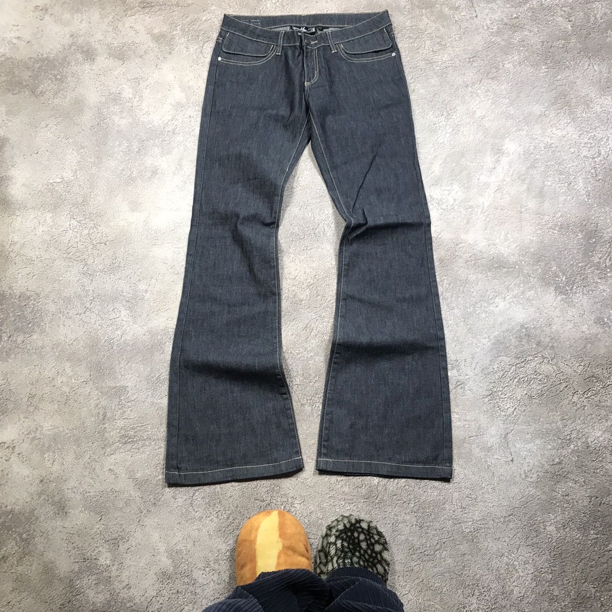 vintage oakley denim japan jeans distressed flared 90s